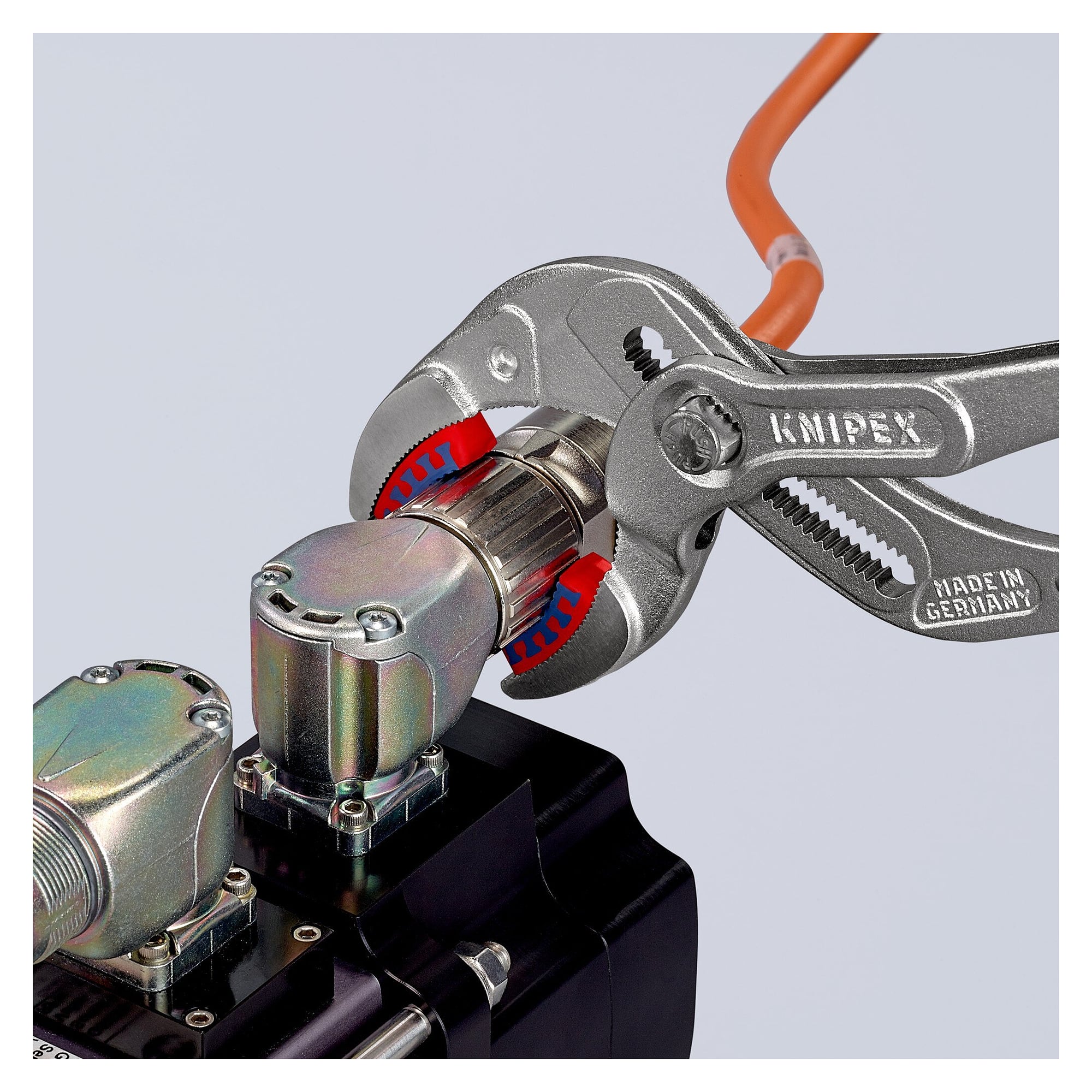 SpeedGrip siphon and connector pliers with plastic jaws, chrome-plated, Ø 10 to 75 mm, 250 mm - Knipex 81 13 250 SB