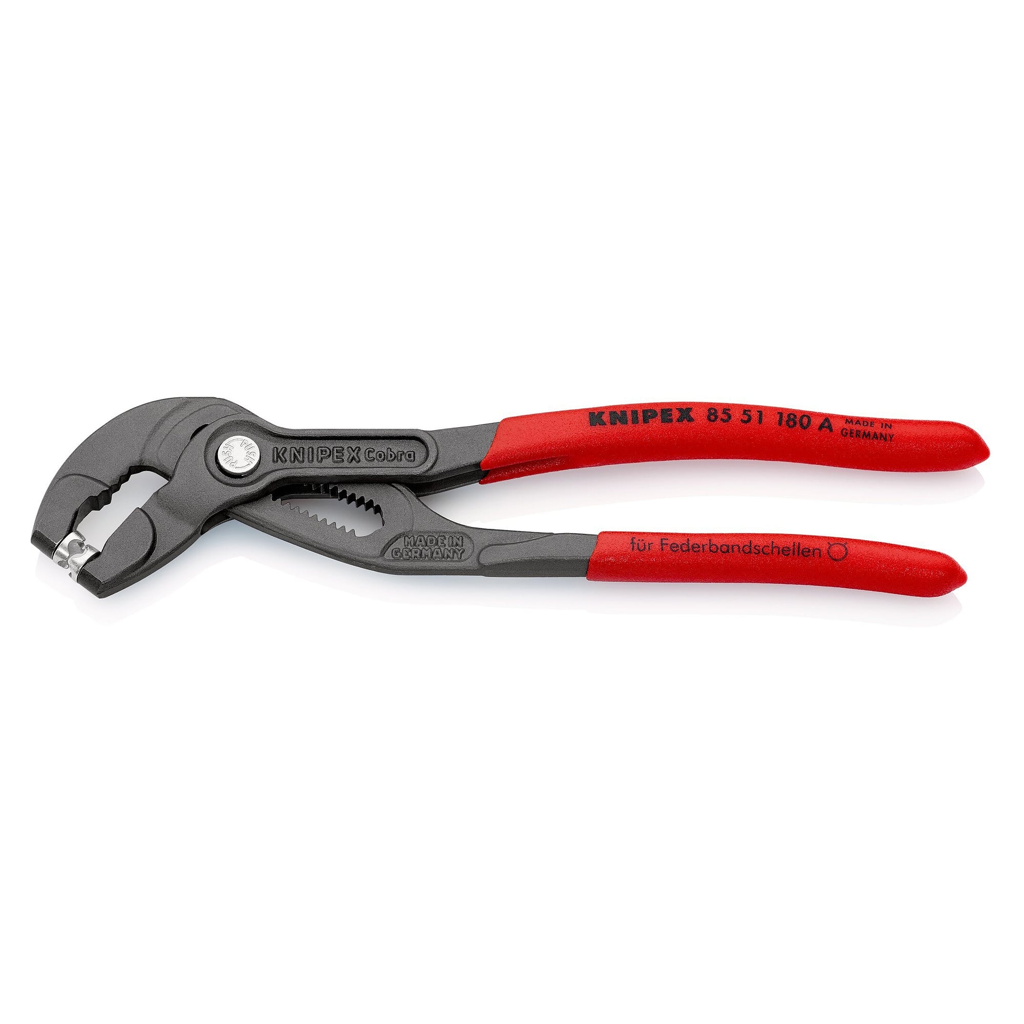 Spring band hose clamp pliers for clamps up to 50 mm, non-slip coating, grey, 180 mm - Knipex 85 51 180 A SB