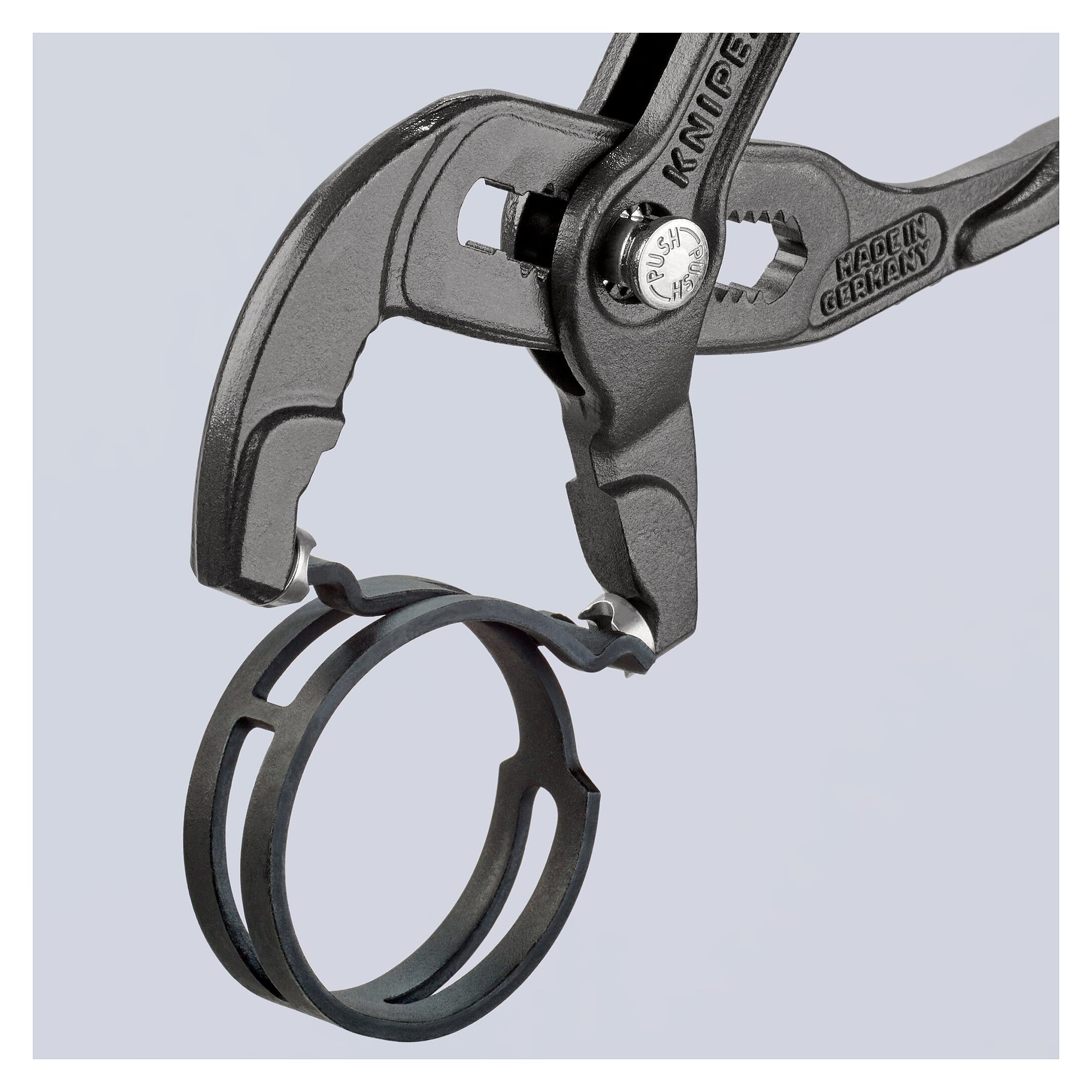 Spring band hose clamp pliers for clamps up to 50 mm, non-slip coating, grey, 180 mm - Knipex 85 51 180 A SB