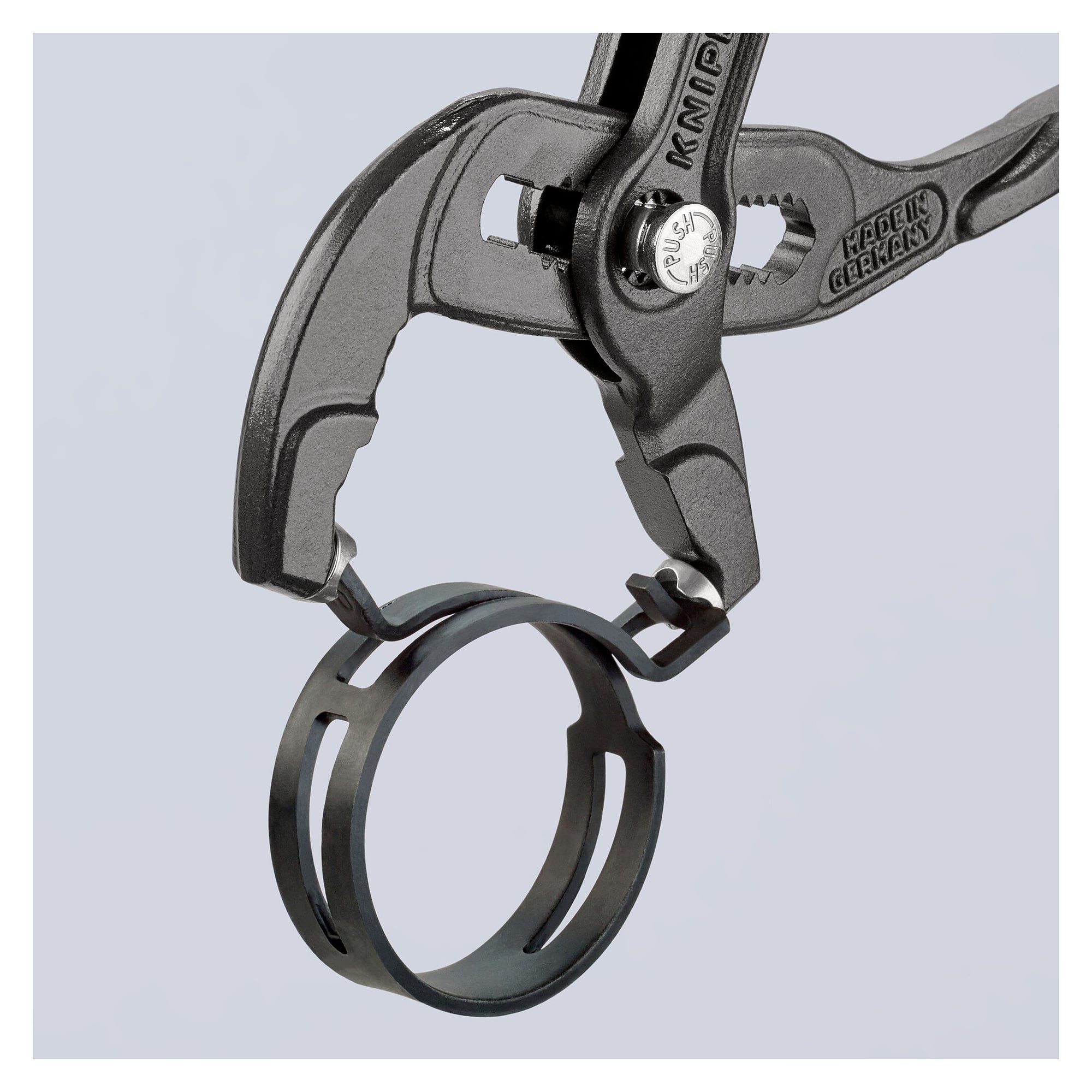 Spring band hose clamp pliers for clamps up to 50 mm, non-slip coating, grey, 180 mm - Knipex 85 51 180 A SB