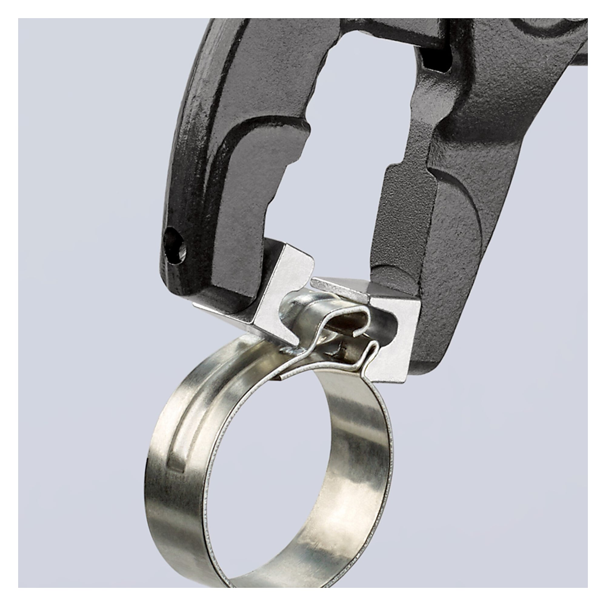 Hose clamp pliers for click clamps 180 mm, grey atramentized, non-slip plastic coating - Knipex 85 51 180 C SB
