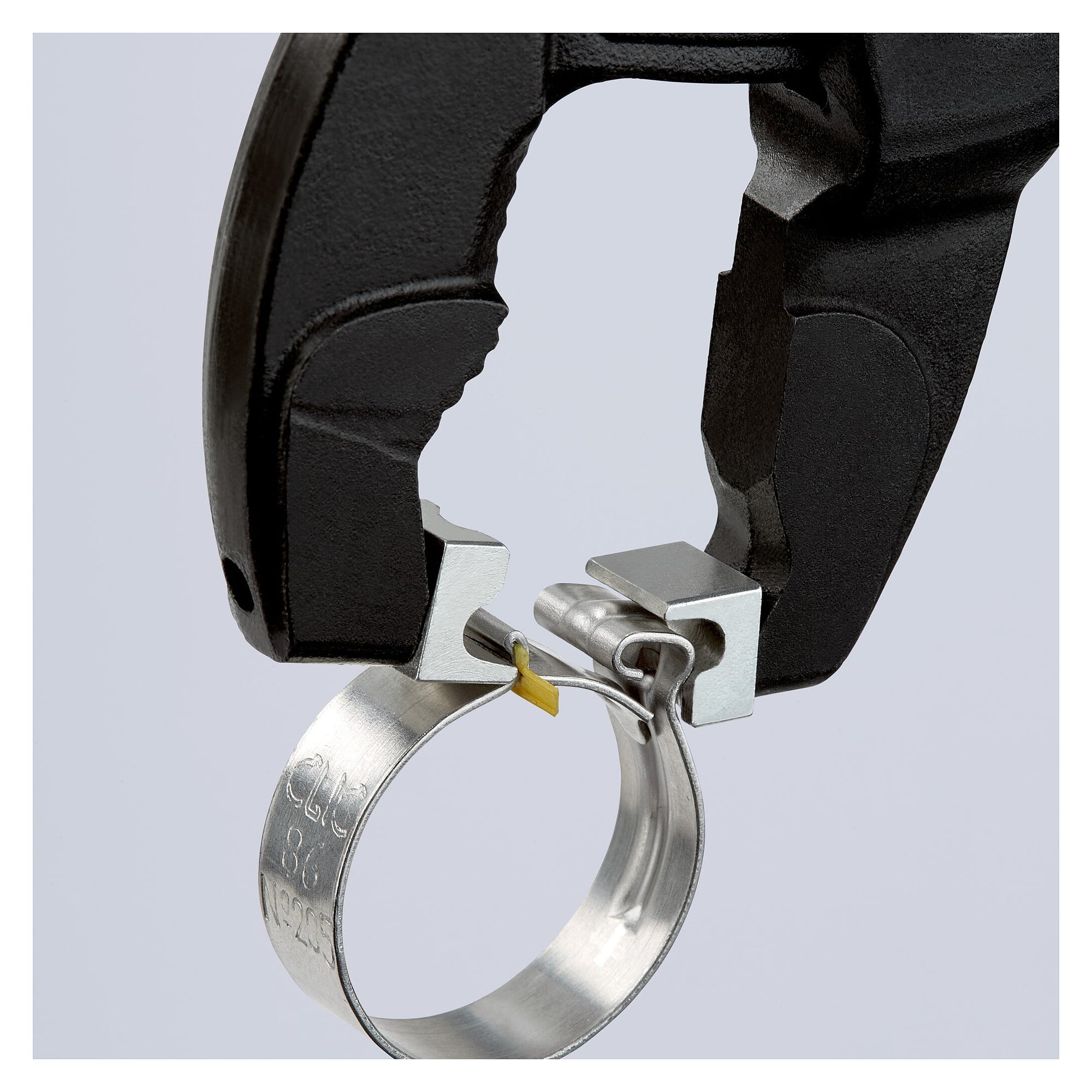 Hose clamp pliers for click clamps 180 mm, grey atramentized, non-slip plastic coating - Knipex 85 51 180 C SB