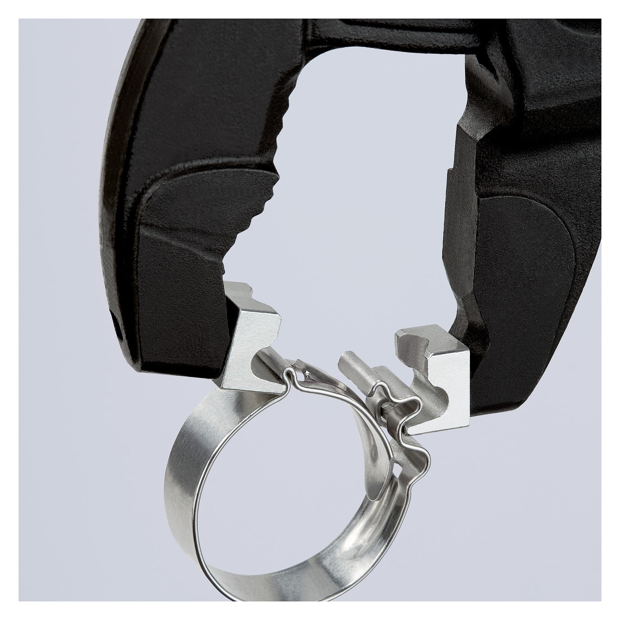 Hose clamp pliers for click clamps 180 mm, grey atramentized, non-slip plastic coating - Knipex 85 51 180 C SB