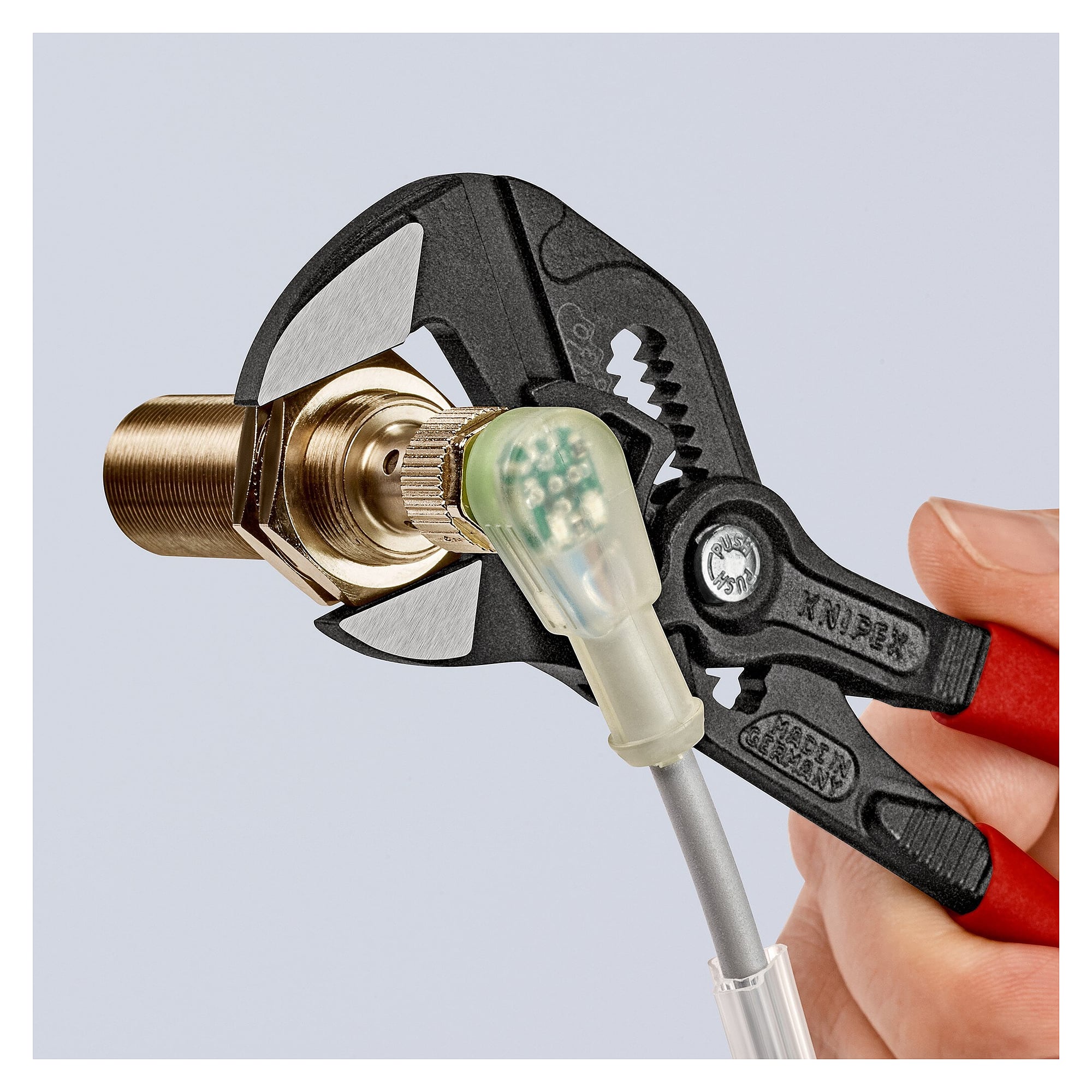 Pliers wrench with narrow smooth jaws, wrench sizes up to 40 mm, grey, 180 mm - Knipex 86 01 180 SB