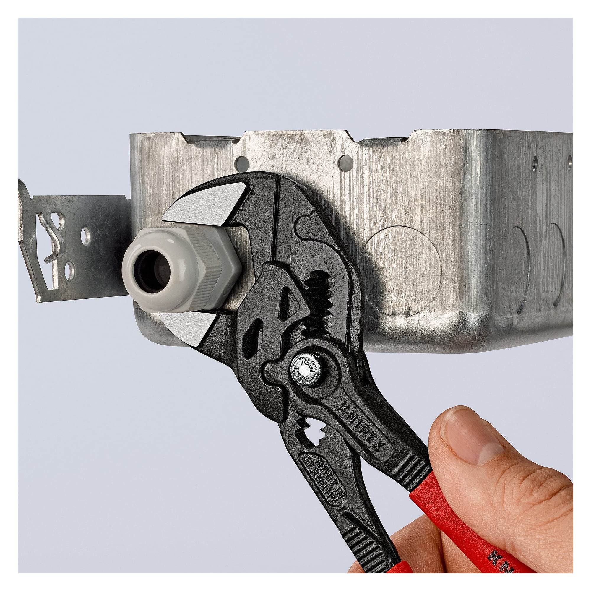 Pliers wrench with narrow smooth jaws, wrench sizes up to 40 mm, grey, 180 mm - Knipex 86 01 180 SB
