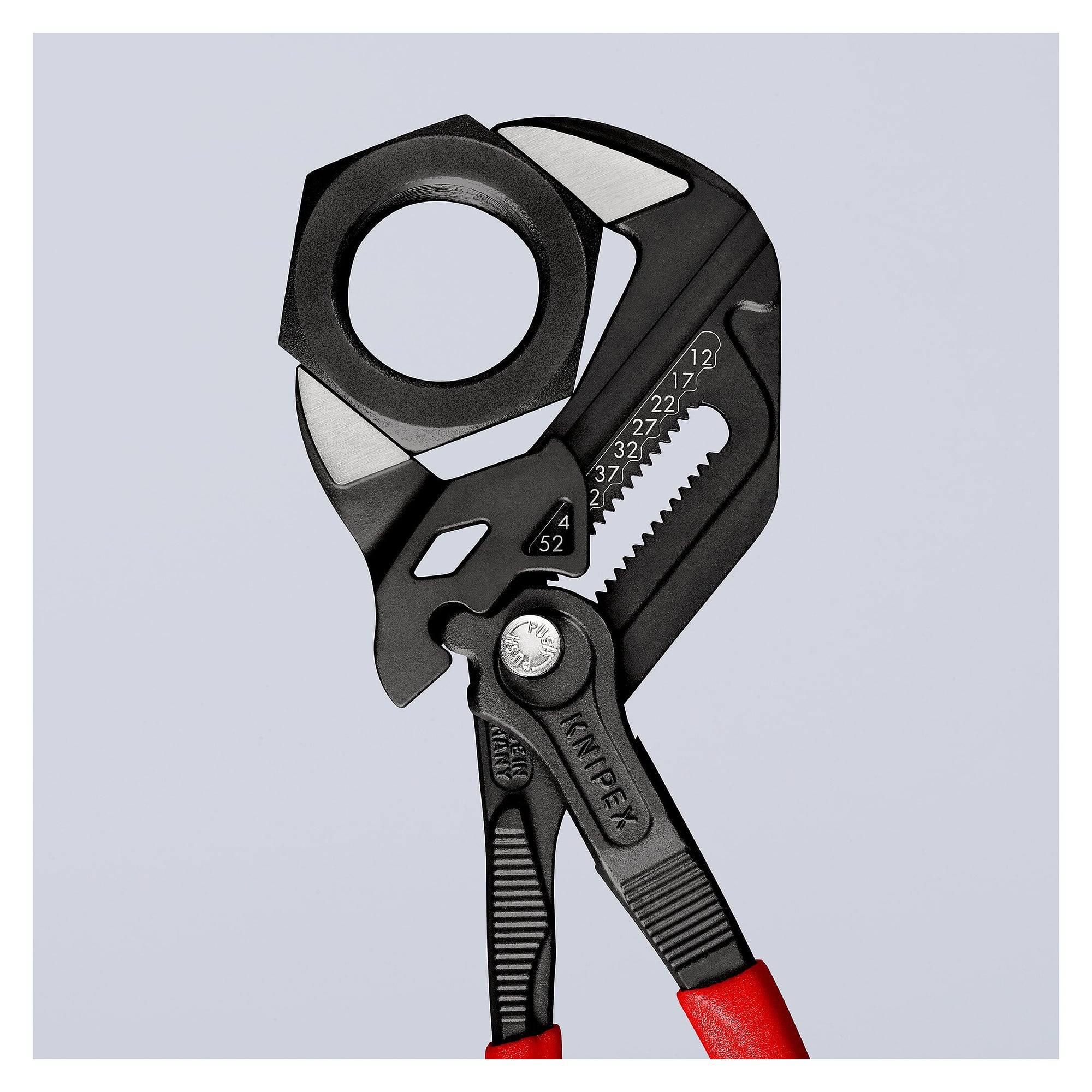 Pliers wrench with smooth jaws, nuts up to 2 in, non-slip coating, grey, 250 mm - Knipex 86 01 250 SB
