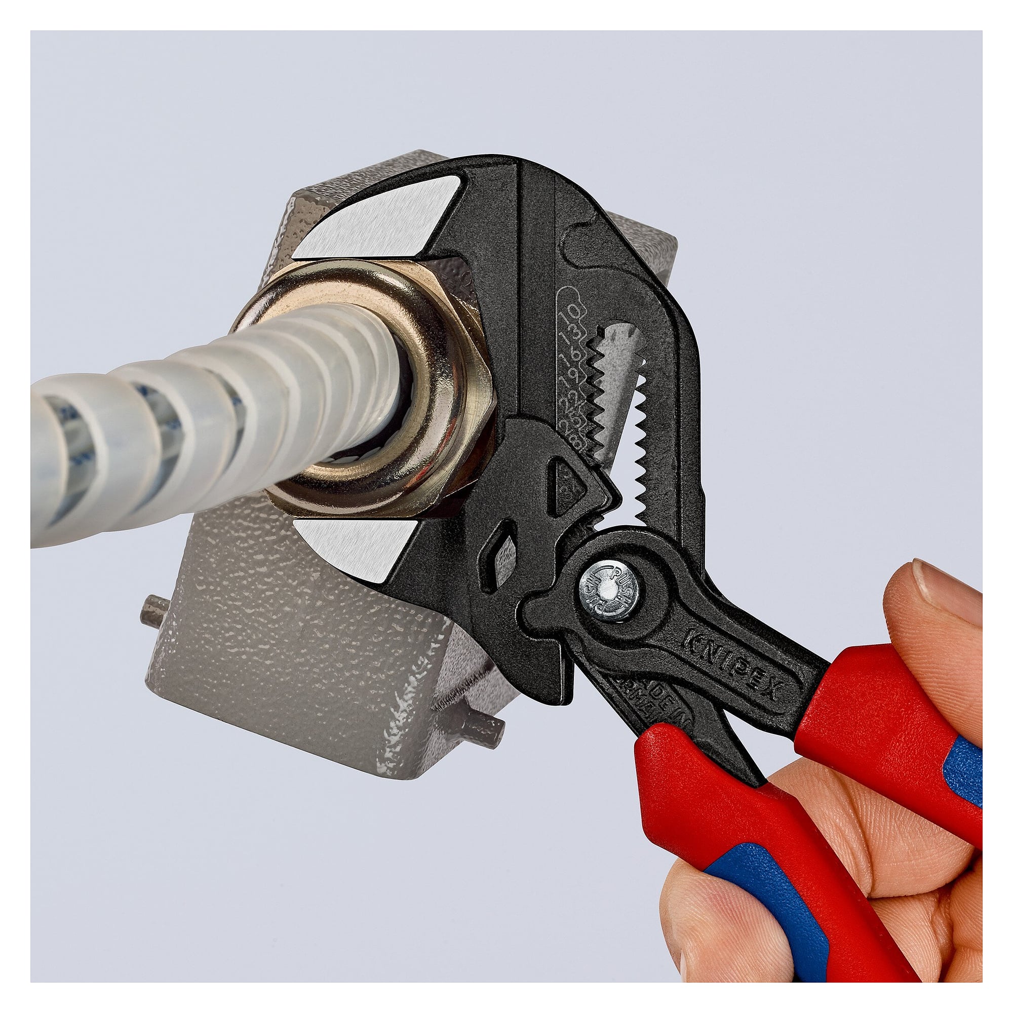 Pliers wrench 180 mm, grey atramentized, multi-component grips, jaw capacity up to 40 mm - Knipex 86 02 180 SB