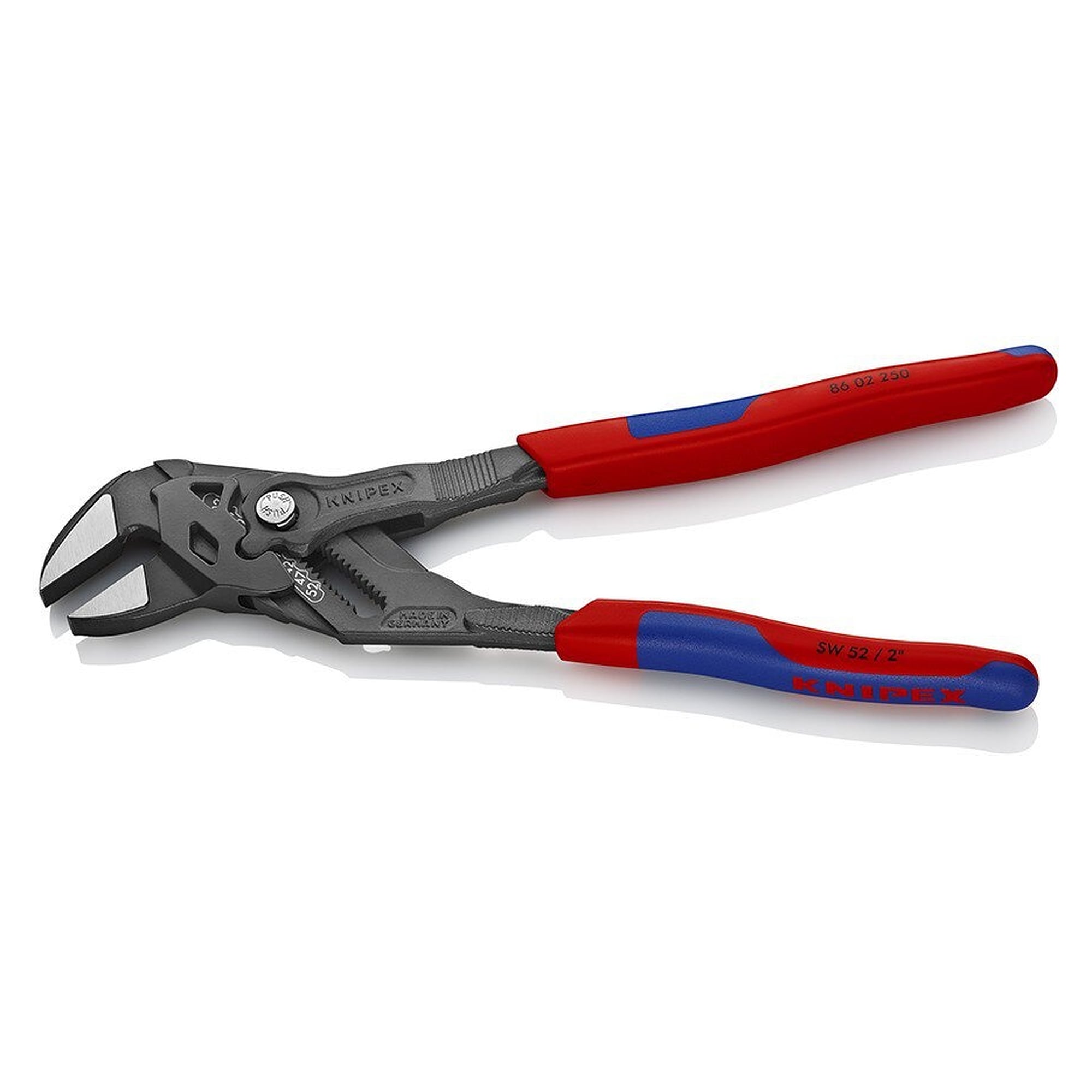Pliers wrench 250 mm, grey atramentized, multi-component grips, jaw capacity up to 52 mm - Knipex 86 02 250 SB