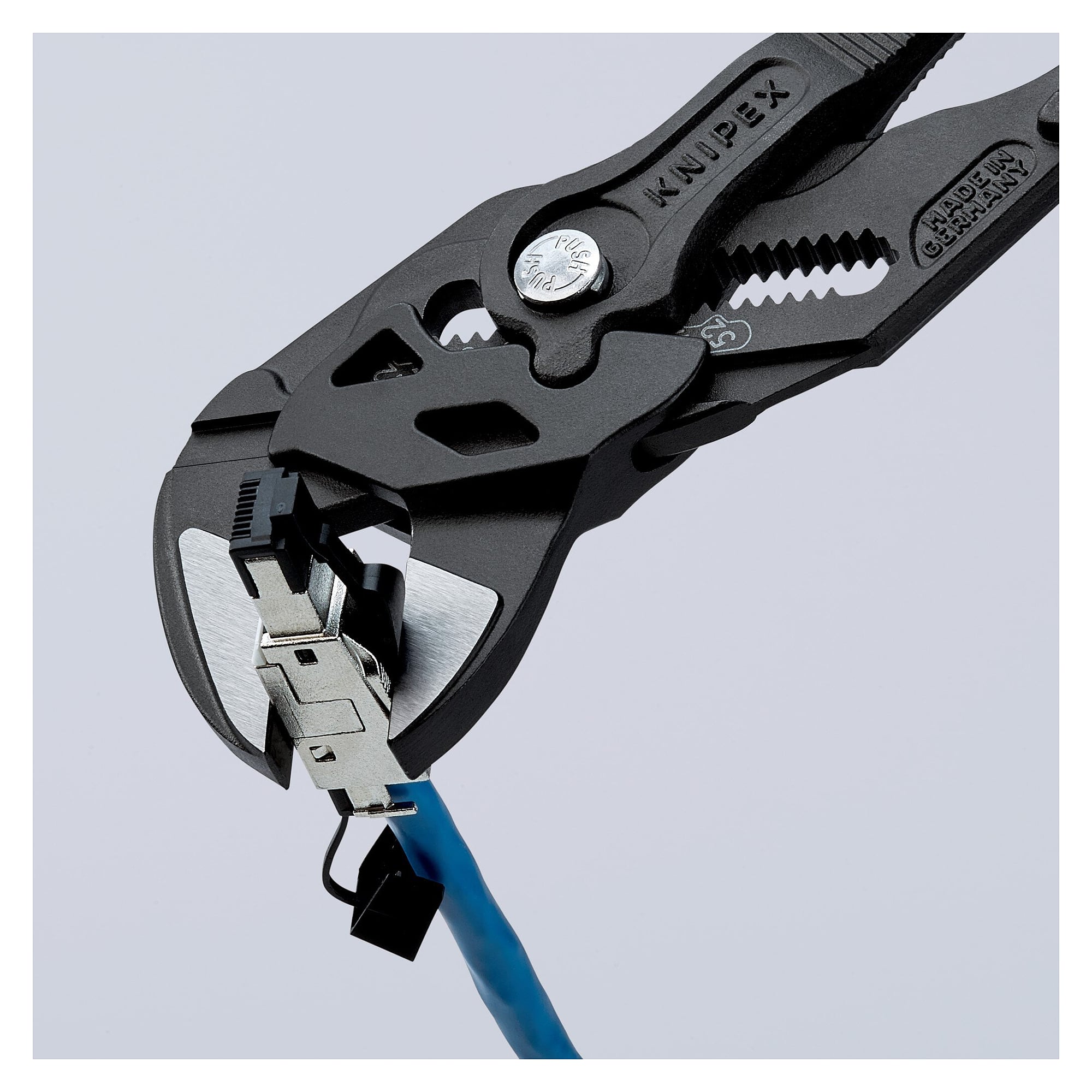 Pliers wrench 250 mm, grey atramentized, multi-component grips, jaw capacity up to 52 mm - Knipex 86 02 250 SB