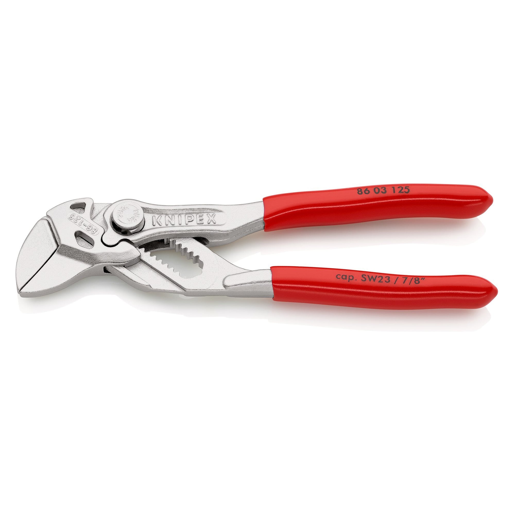 Mini pliers wrench for precision mechanics, nuts up to 7/8 in, chrome-plated, 125 mm - Knipex 86 03 125 SB