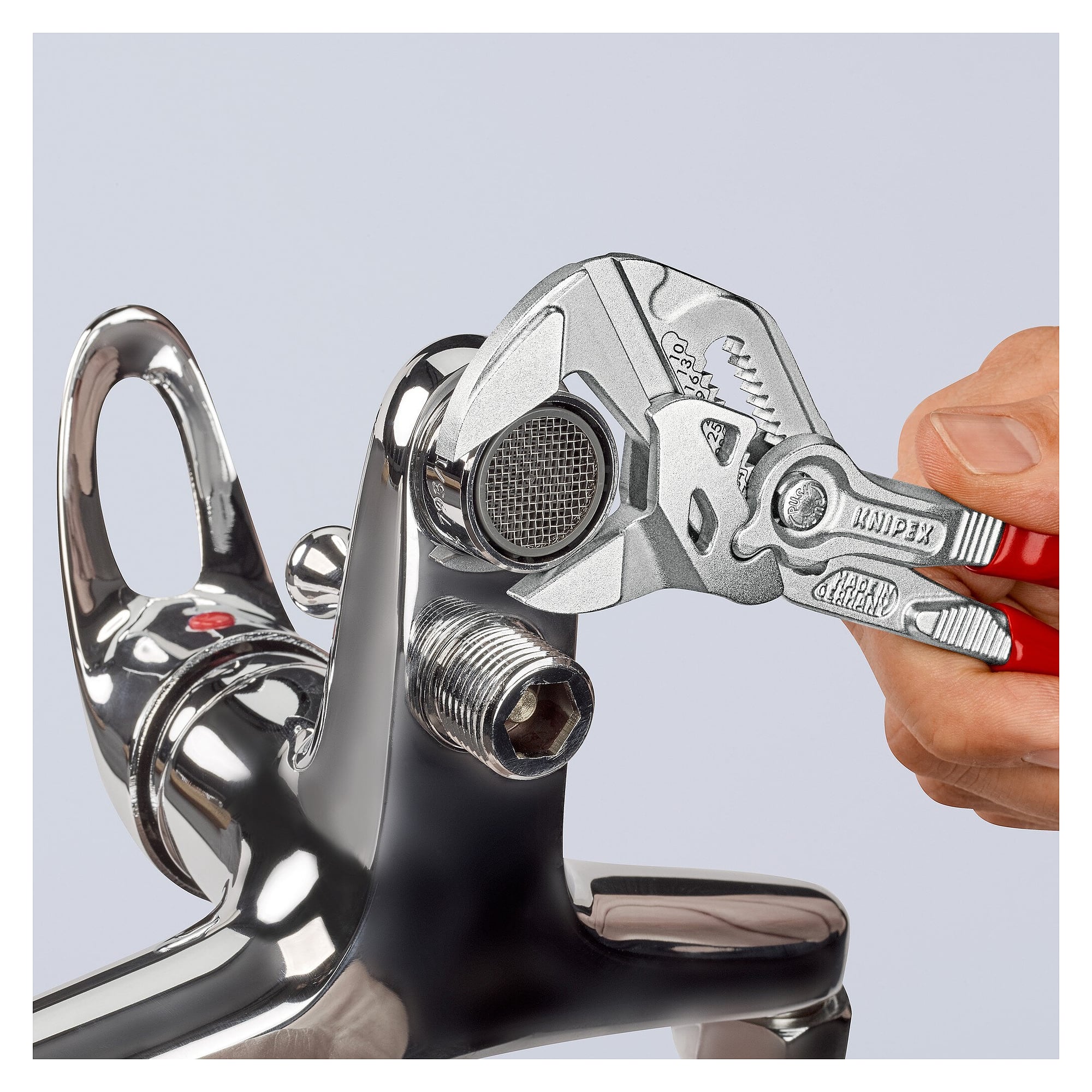 Pliers wrench 180 mm, chrome-plated, plastic-coated handles, jaw capacity up to 40 mm - Knipex 86 03 180 SB