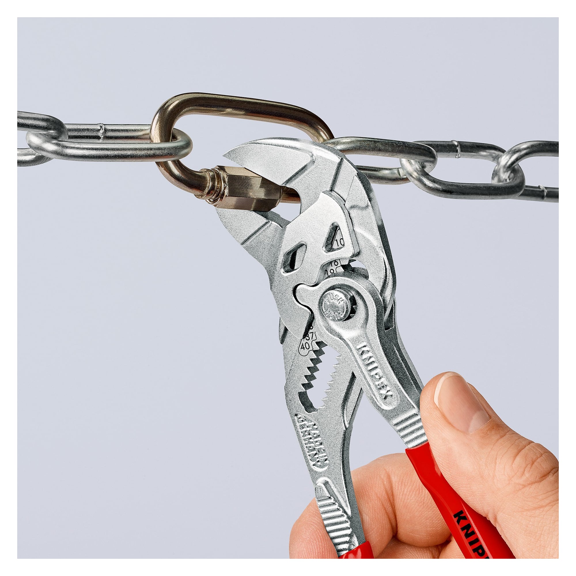 Pliers wrench 180 mm, chrome-plated, plastic-coated handles, jaw capacity up to 40 mm - Knipex 86 03 180 SB
