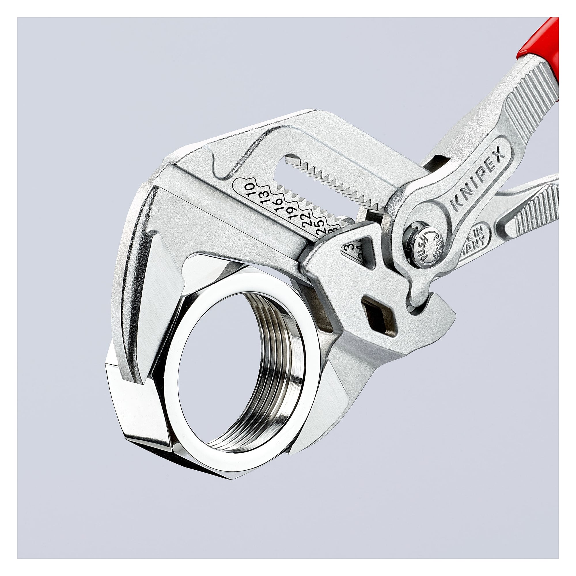 Pliers wrench 180 mm, chrome-plated, plastic-coated handles, jaw capacity up to 40 mm - Knipex 86 03 180 SB