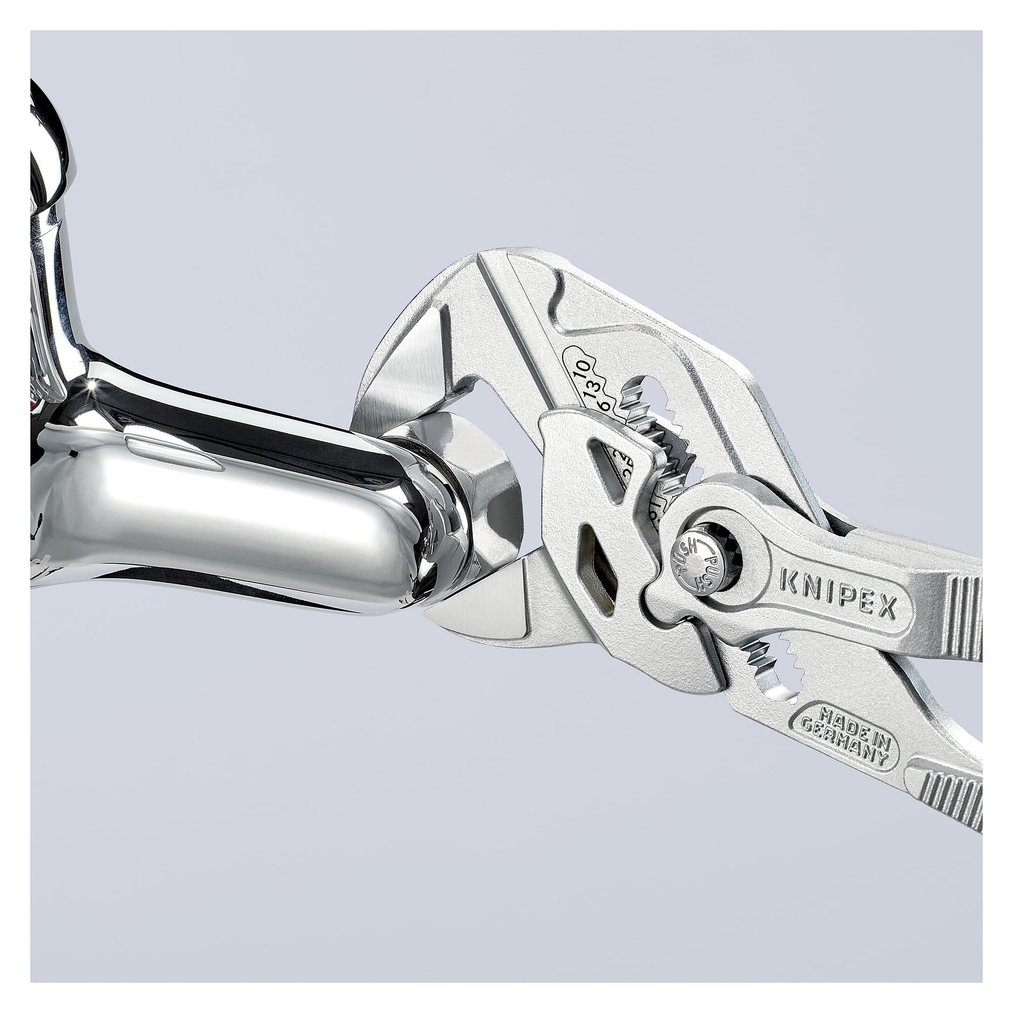 Pliers wrench 180 mm, chrome-plated, plastic-coated handles, jaw capacity up to 40 mm - Knipex 86 03 180 SB
