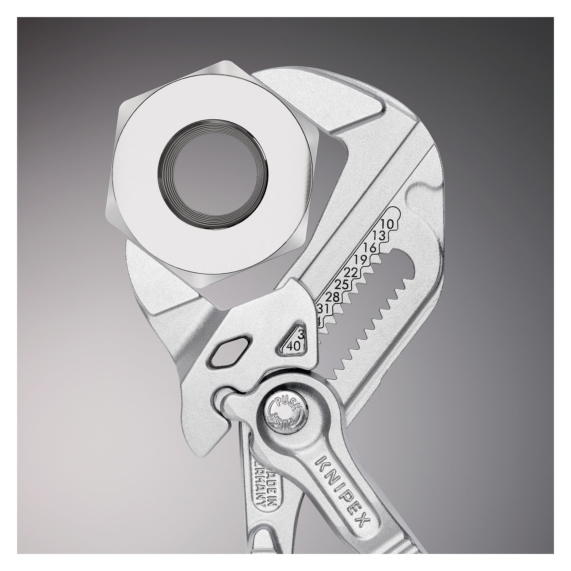 Pliers wrench 180 mm, chrome-plated, plastic-coated handles, jaw capacity up to 40 mm - Knipex 86 03 180 SB