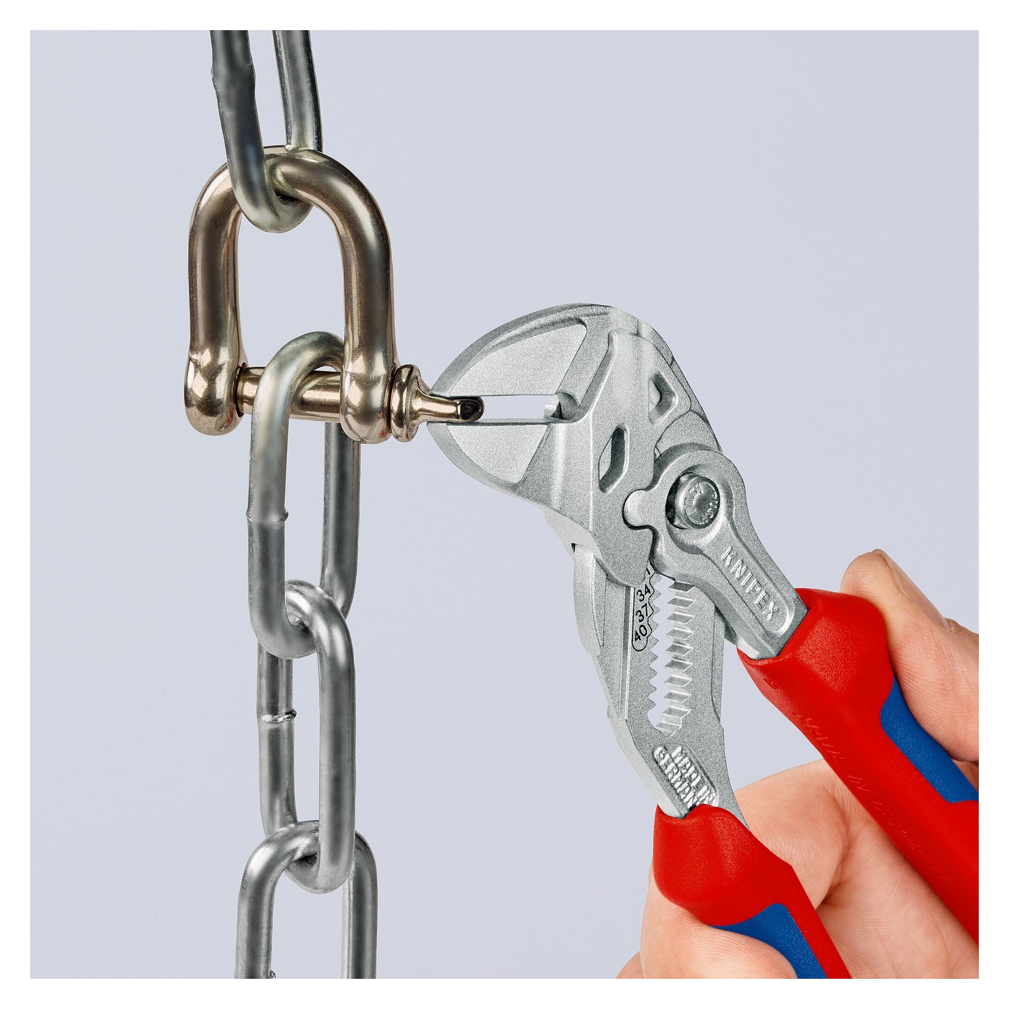 Pliers wrench 180 mm, chrome-plated, multi-component grips, jaw capacity up to 40 mm - Knipex 86 05 180 SB