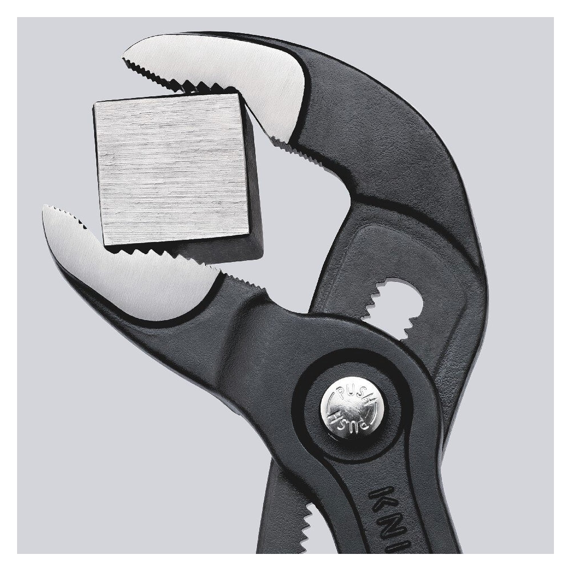 Cobra high-tech water pump pliers, push-button adjustment, pipes up to 30 mm, grey, 125 mm - Knipex 87 01 125 SB