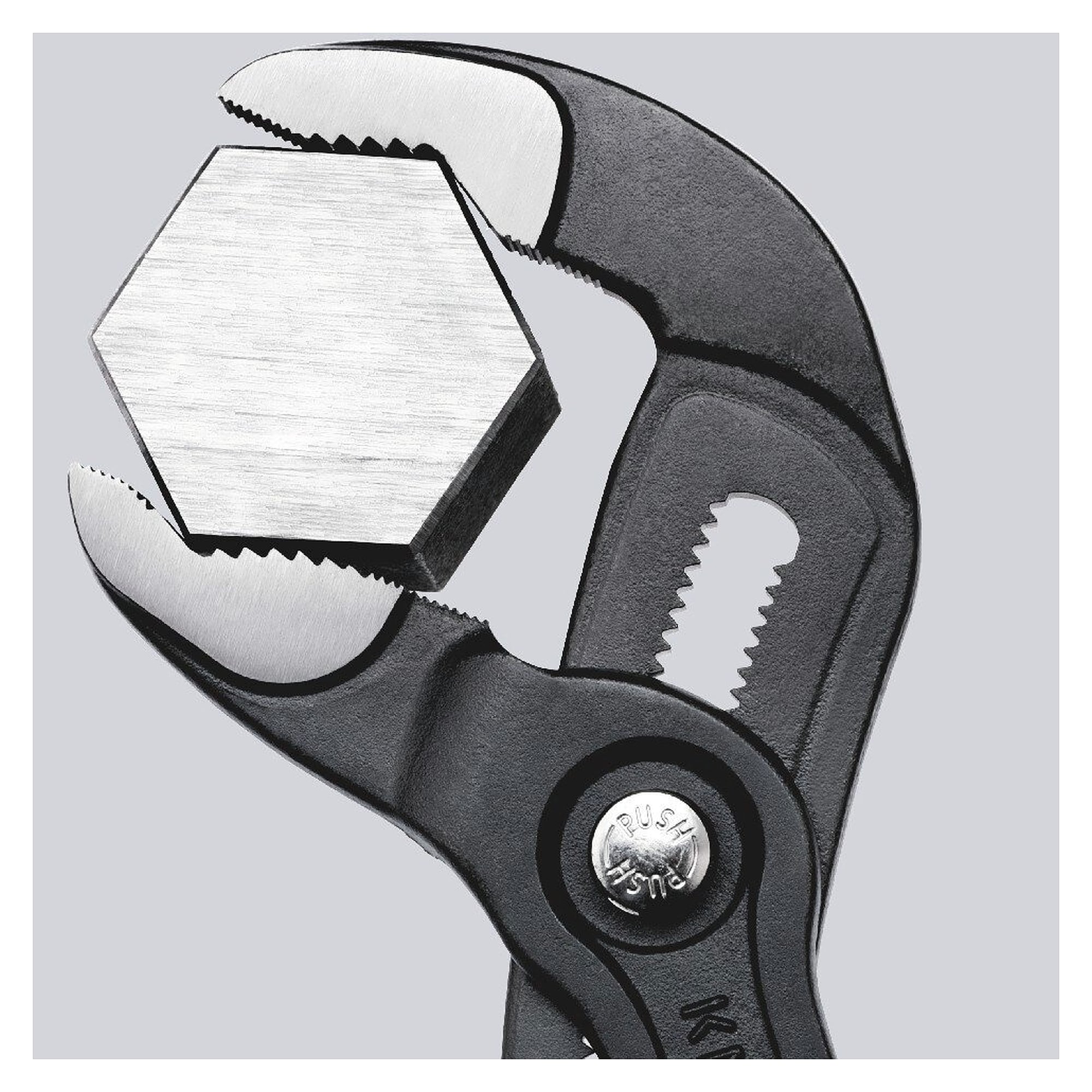 Cobra high-tech water pump pliers, push-button adjustment, pipes up to 30 mm, grey, 125 mm - Knipex 87 01 125 SB