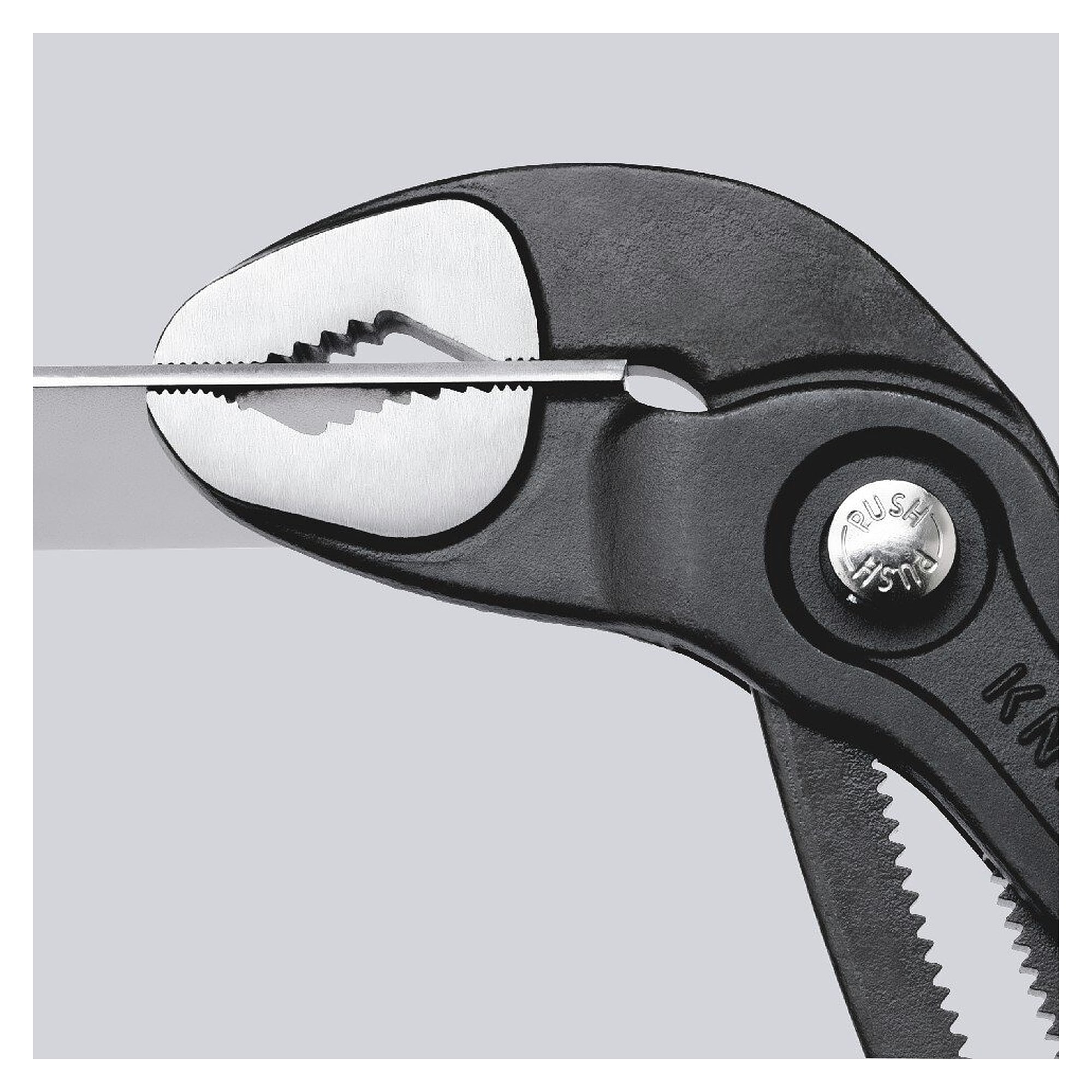 Cobra high-tech water pump pliers, push-button adjustment, pipes up to 30 mm, grey, 125 mm - Knipex 87 01 125 SB