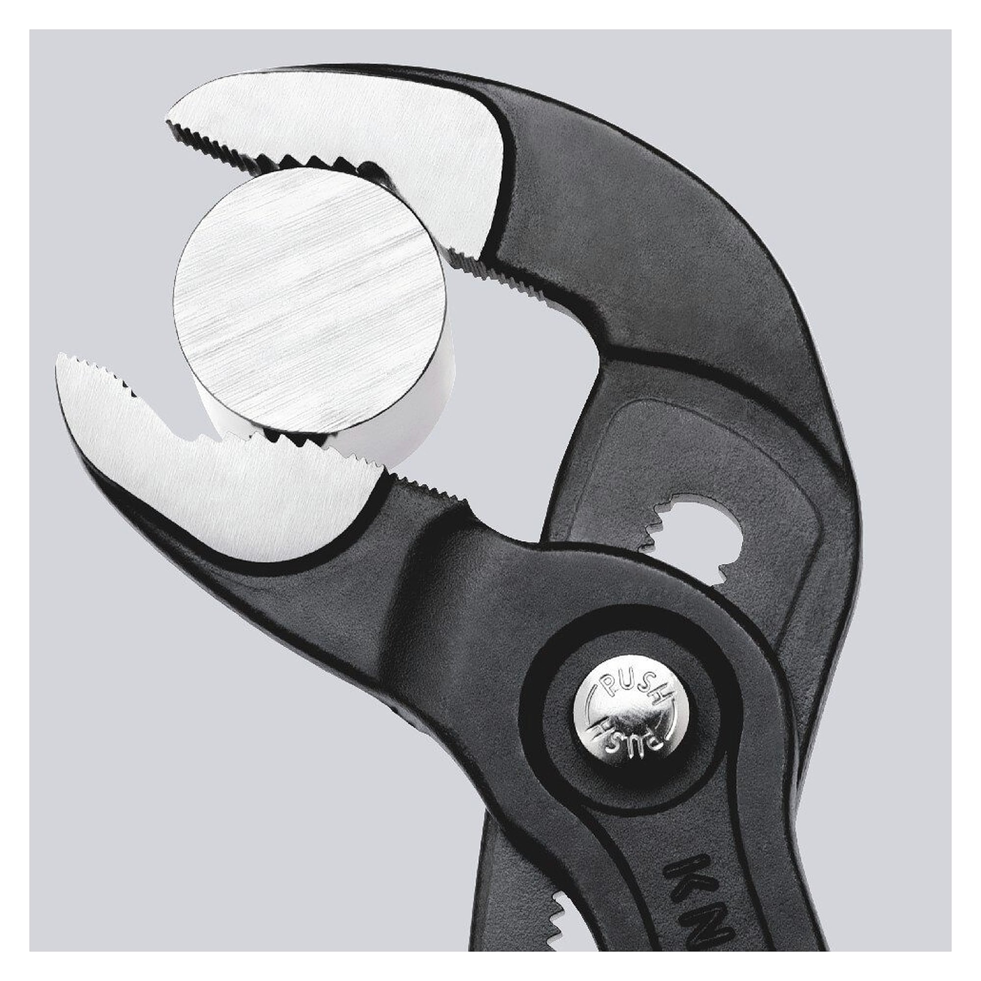 Cobra high-tech water pump pliers, push-button adjustment, pipes up to 30 mm, grey, 125 mm - Knipex 87 01 125 SB