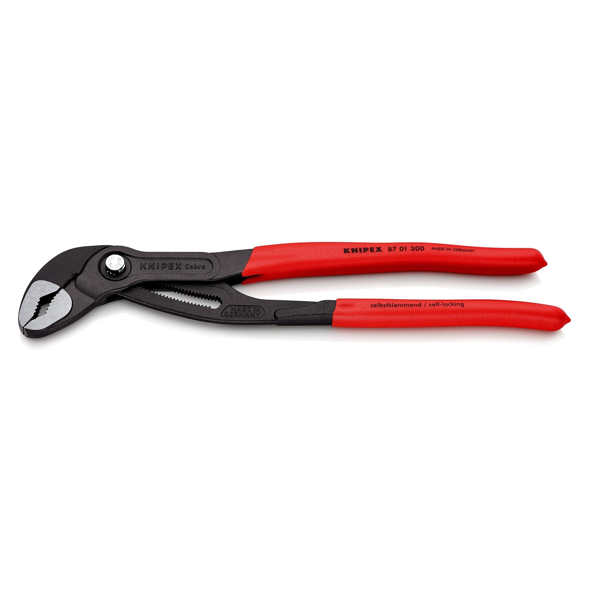 Cobra high-tech water pump pliers, push-button adjustment, pipes up to 70 mm, grey, 300 mm - Knipex 87 01 300 SB