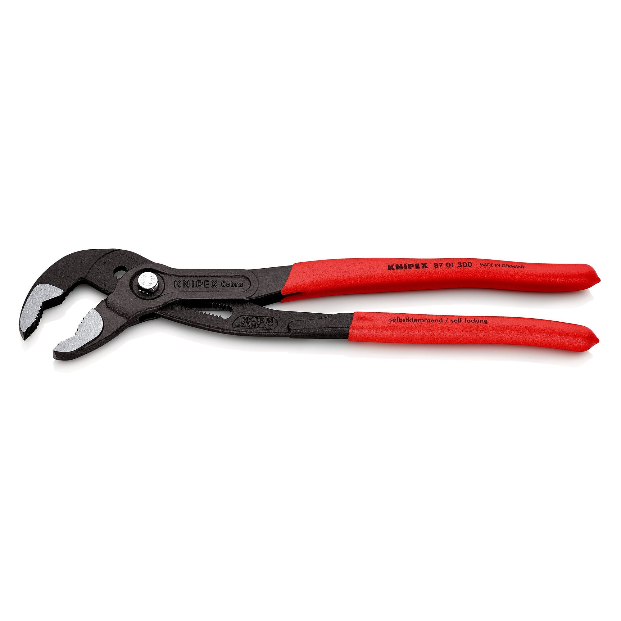 Cobra high-tech water pump pliers, push-button adjustment, pipes up to 70 mm, grey, 300 mm - Knipex 87 01 300 SB
