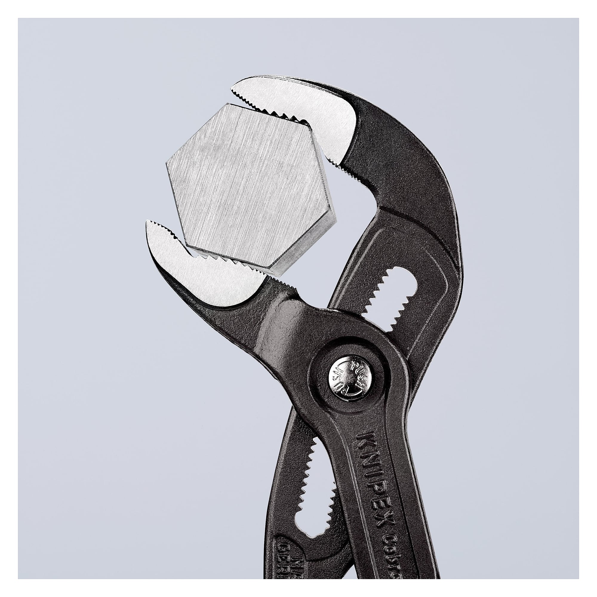 Cobra high-tech water pump pliers, push-button adjustment, pipes up to 70 mm, grey, 300 mm - Knipex 87 01 300 SB