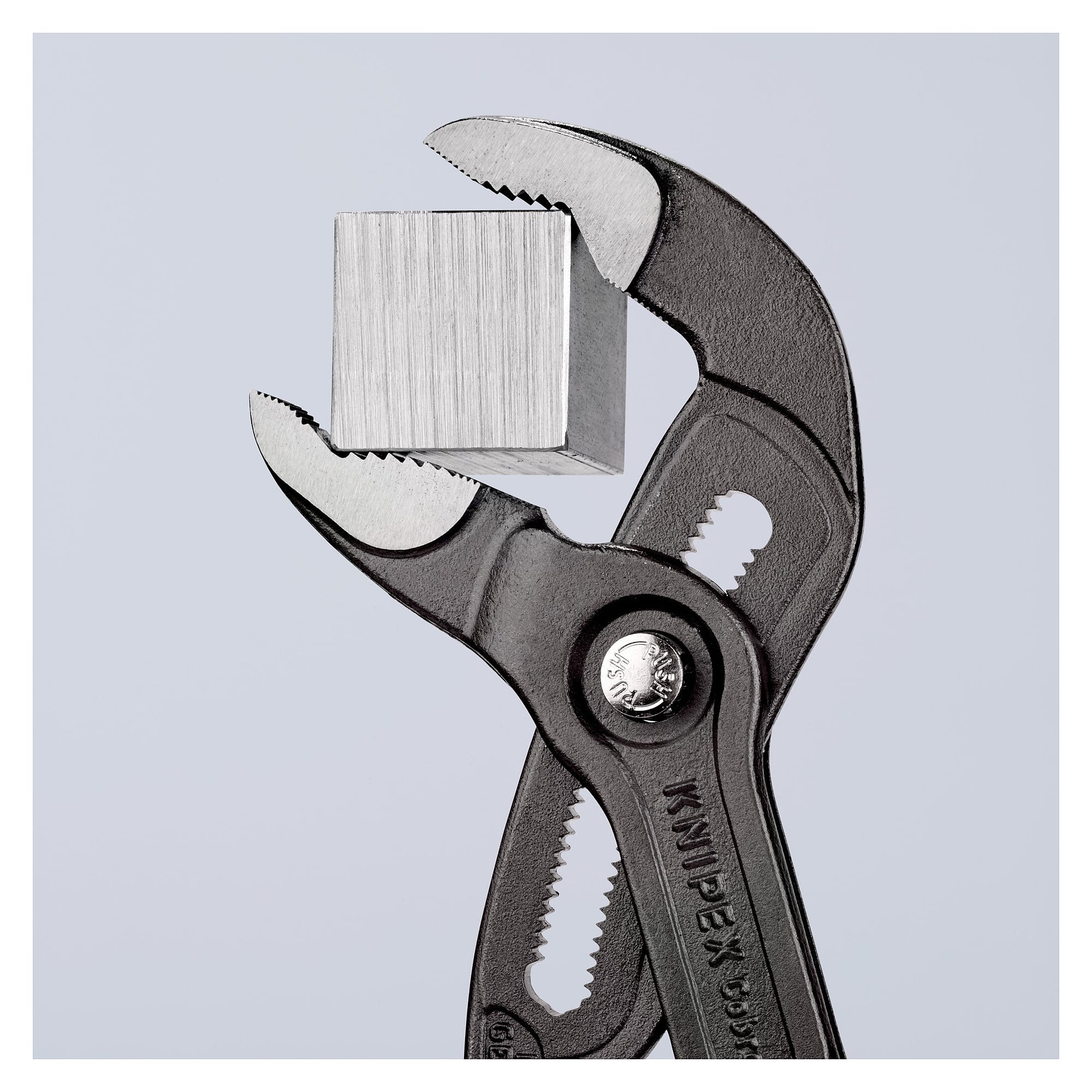 Cobra high-tech water pump pliers, push-button adjustment, pipes up to 70 mm, grey, 300 mm - Knipex 87 01 300 SB