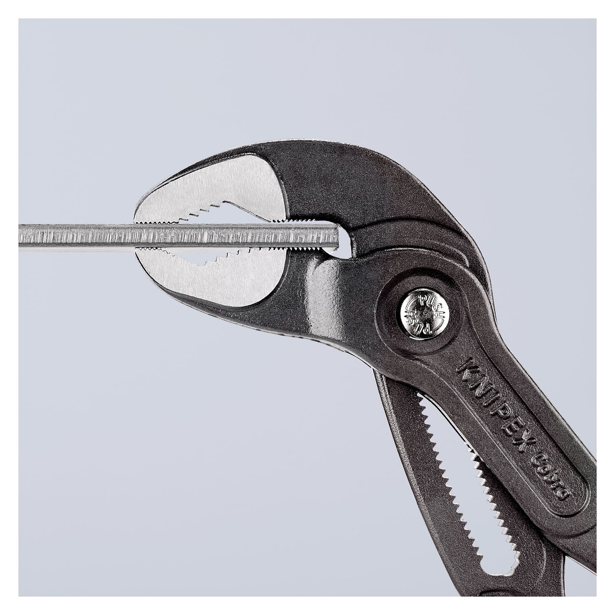 Cobra high-tech water pump pliers, push-button adjustment, pipes up to 70 mm, grey, 300 mm - Knipex 87 01 300 SB