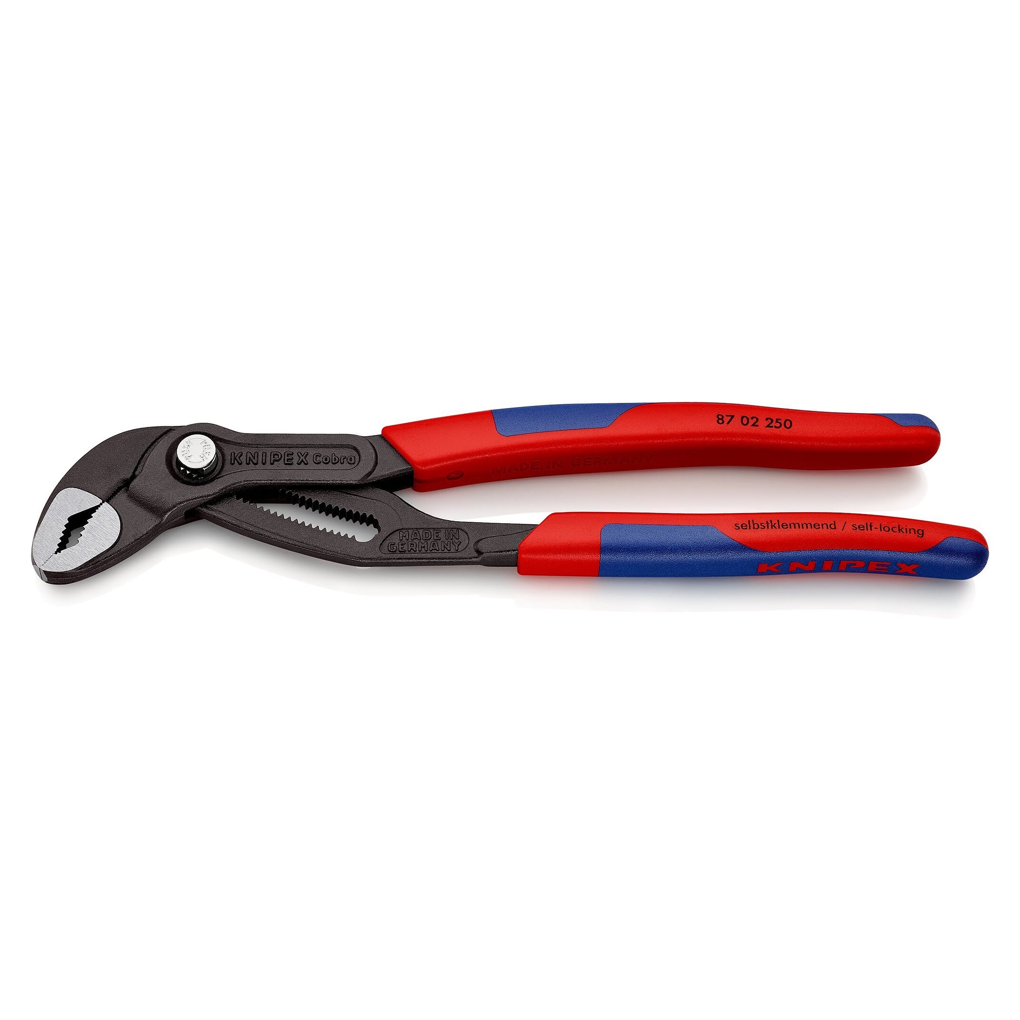 Cobra water pump pliers with slim multi-component handles, grey, pipes up to 50 mm, 250 mm - Knipex 87 02 250 SB