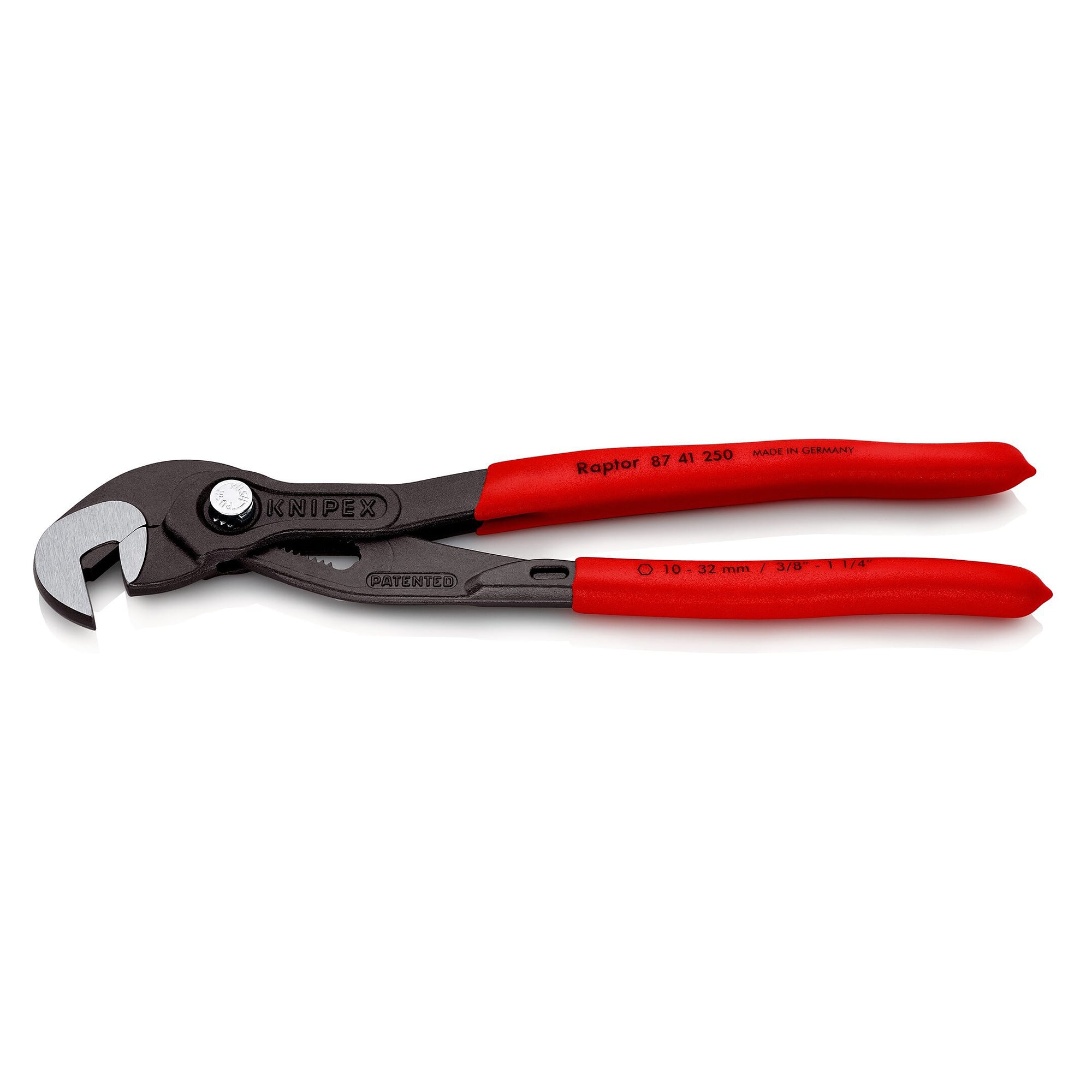 Screw gripping pliers for nuts and bolts AF 10 to 32 mm, ratchet action, grey atramentized, 250 mm - Knipex 87 41 250 SB