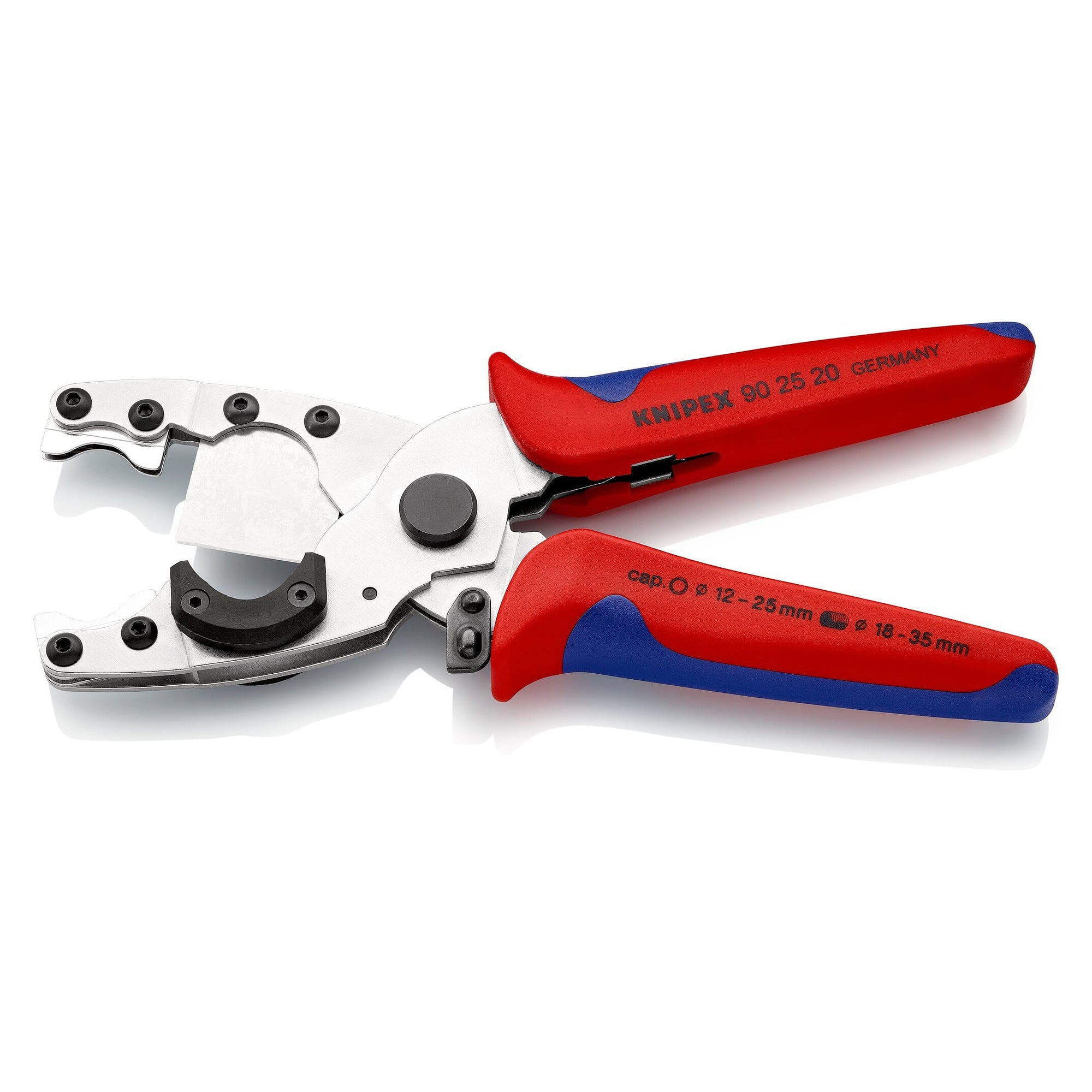 Pipe cutter for composite pipes Ø 12 to 26 mm and protective conduits Ø 18 to 35 mm, 210 mm - Knipex 90 25 20 SB
