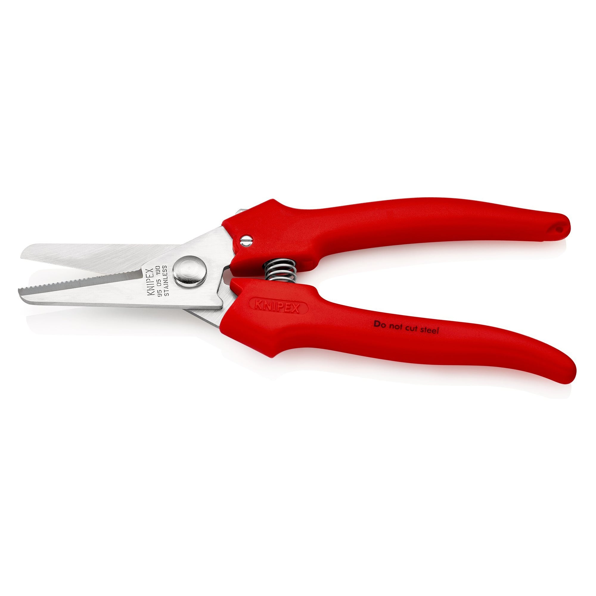 Ciseaux combinés pour carton, plastique et feuilles, poignées surmoulées, 190 mm, blister - Knipex 95 05 190 SB