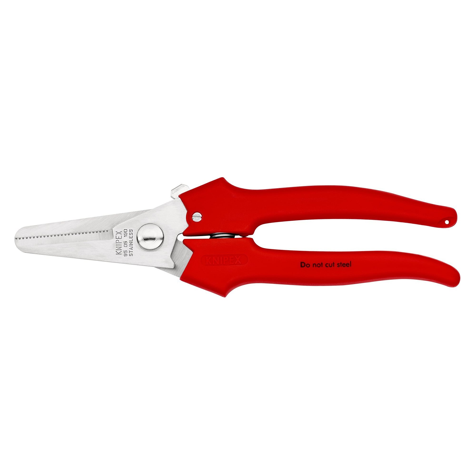 Ciseaux combinés pour carton, plastique et feuilles, poignées surmoulées, 190 mm, blister - Knipex 95 05 190 SB