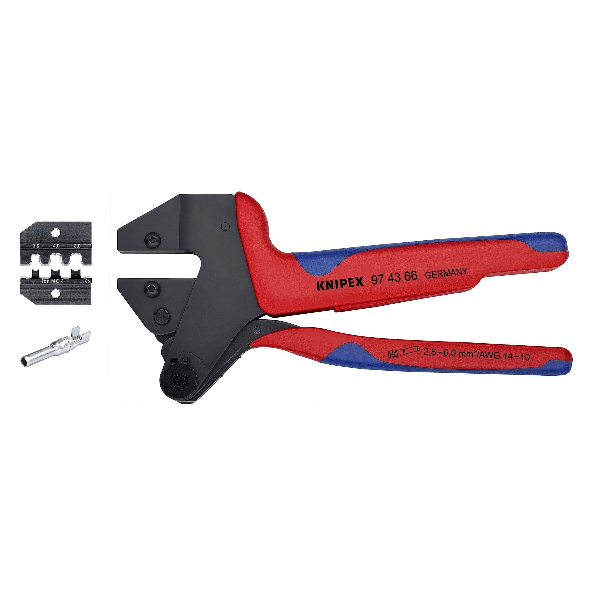 Crimping system pliers MC4 and MC4 EVO2 for Multi-Connect connectors up to 6 mm², burnished, 200 mm - Knipex 97 43 66
