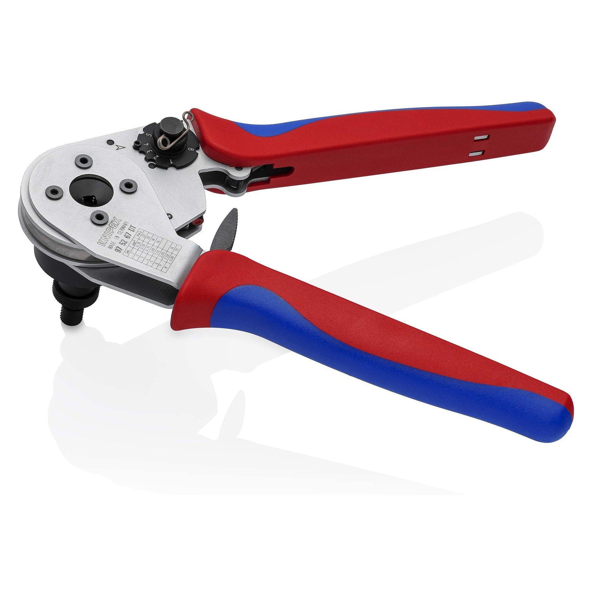 Four-mandrel crimping pliers for DT, DTM and DTP contacts, 0.35 to 3.0 mm², AWG 22 to 12, 230 mm - Knipex 97 52 67 DT