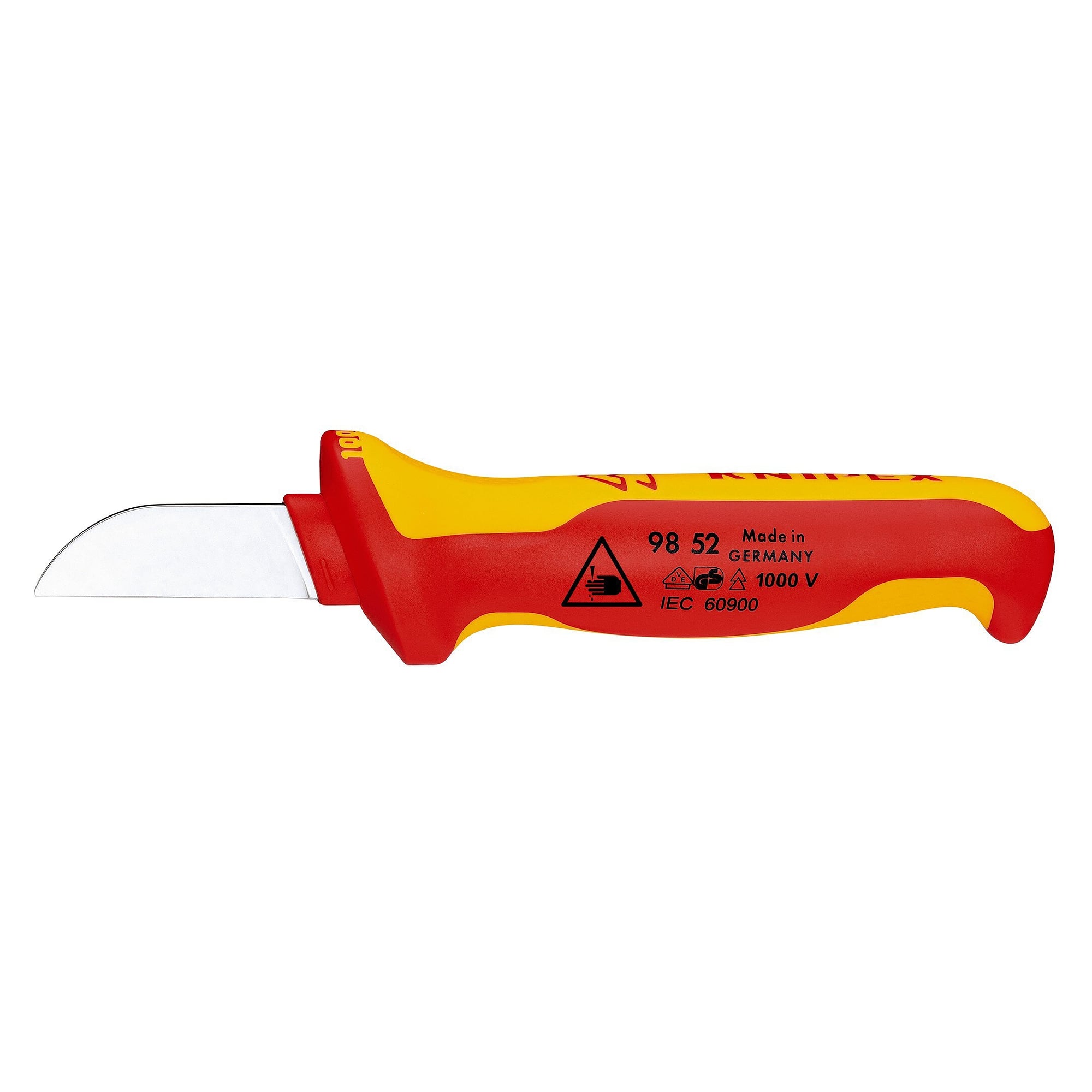 VDE cable knife with straight 50 mm blade and insulating multi-component handle, 190 mm - Knipex 98 52 SB