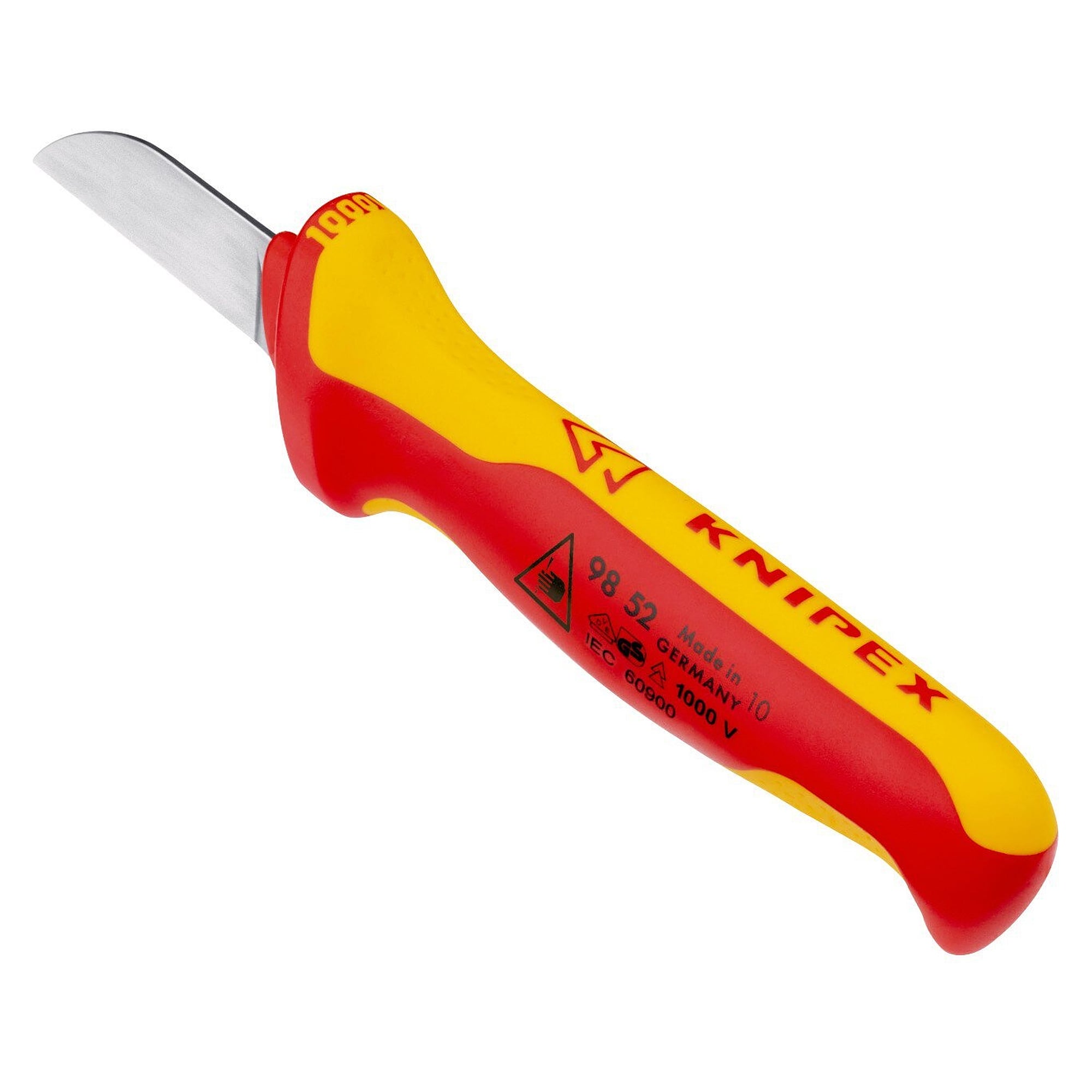VDE cable knife with straight 50 mm blade and insulating multi-component handle, 190 mm - Knipex 98 52 SB