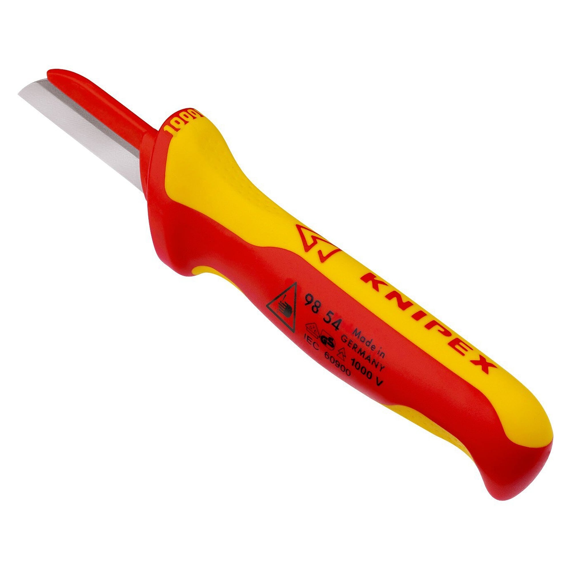 VDE cable knife with plastic-coated blade back, 50 mm blade, 190 mm - Knipex 98 54 SB