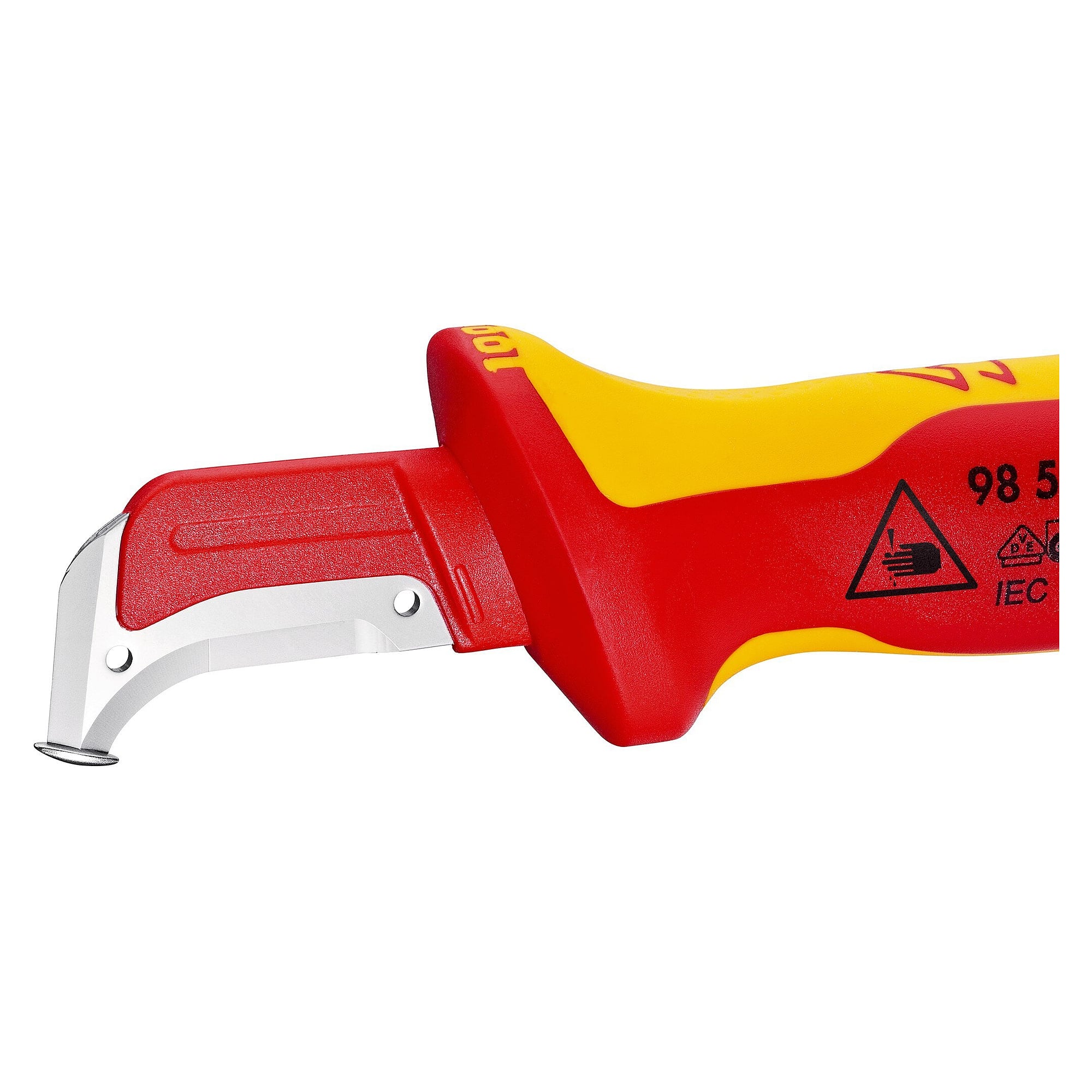 VDE stripping knife with sliding shoe, 38 mm blade, 23.5 mm radius, insulated, 180 mm - Knipex 98 55 SB