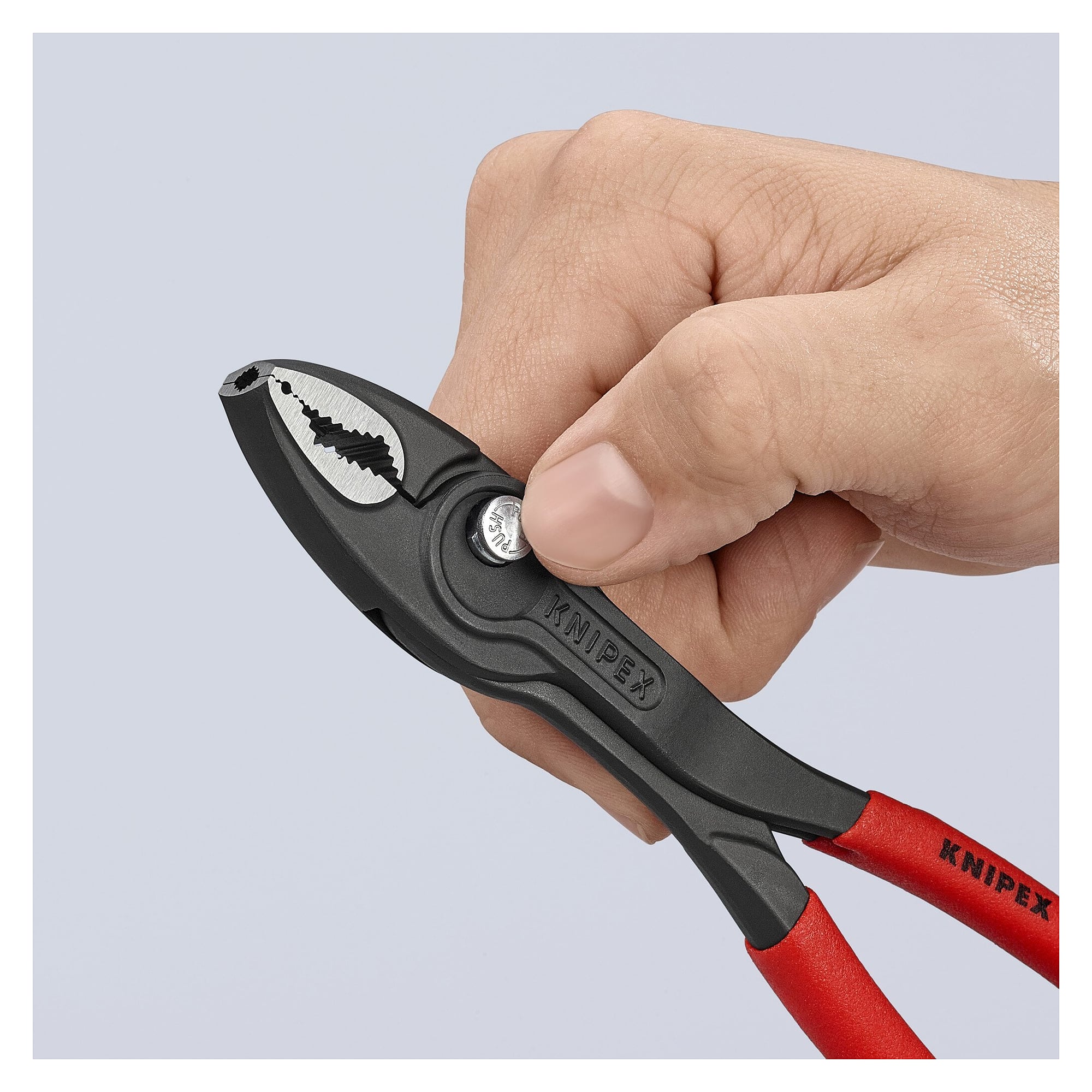 TwinGrip front gripping pliers with plastic handles, nuts AF 4 to 22 mm, 200 mm - Knipex 82 01 200 SB