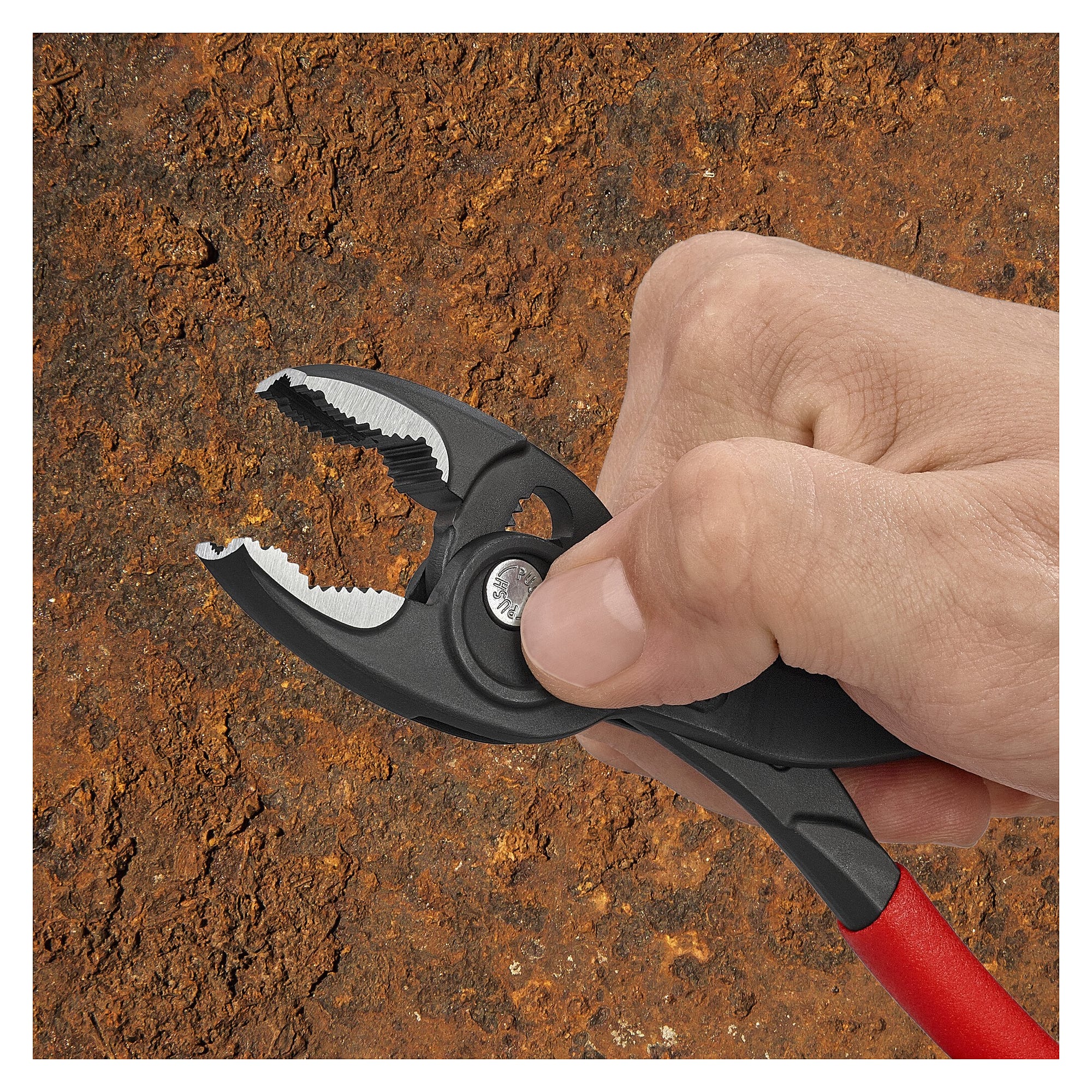 TwinGrip front gripping pliers with plastic handles, nuts AF 4 to 22 mm, 200 mm - Knipex 82 01 200 SB