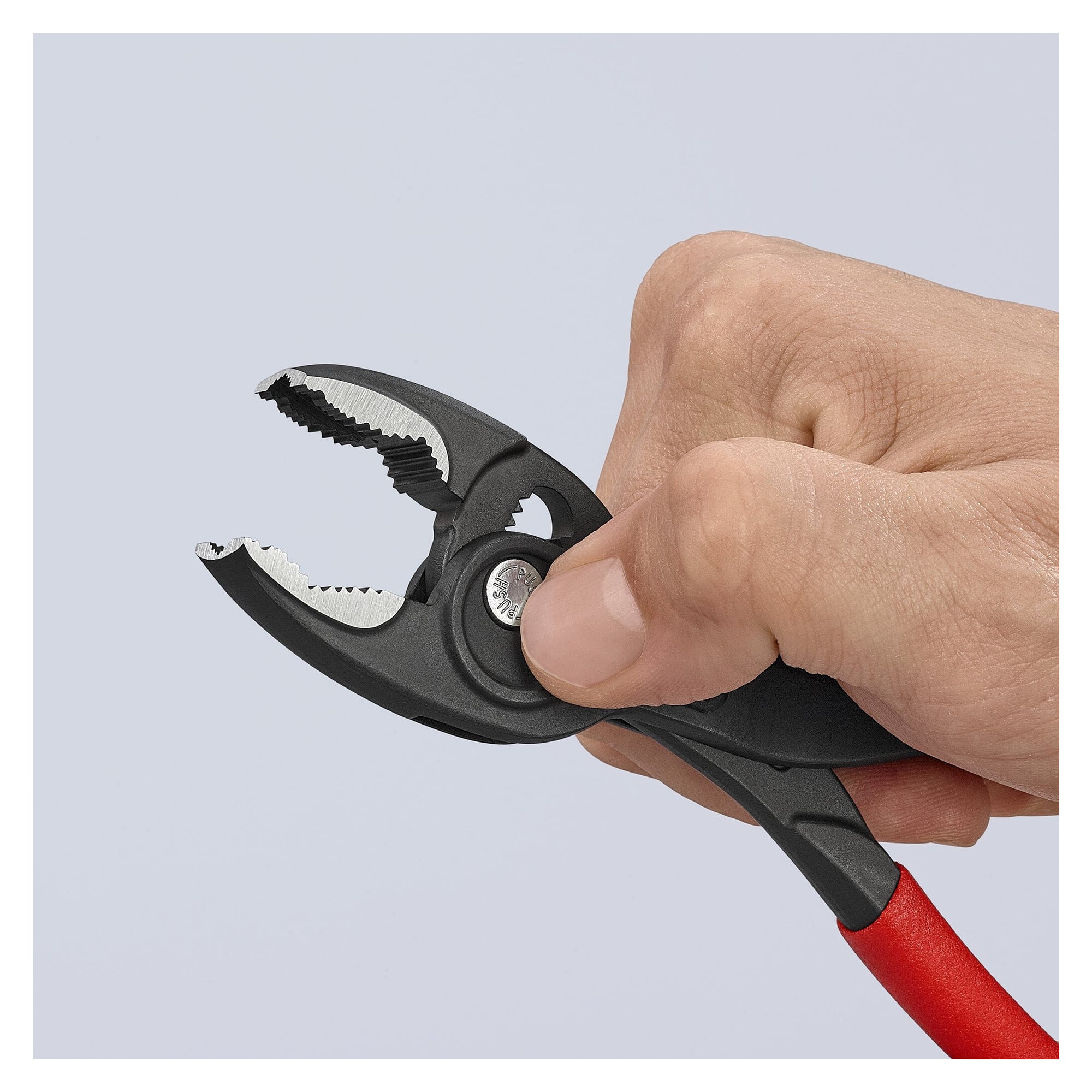 TwinGrip front gripping pliers with plastic handles, nuts AF 4 to 22 mm, 200 mm - Knipex 82 01 200 SB