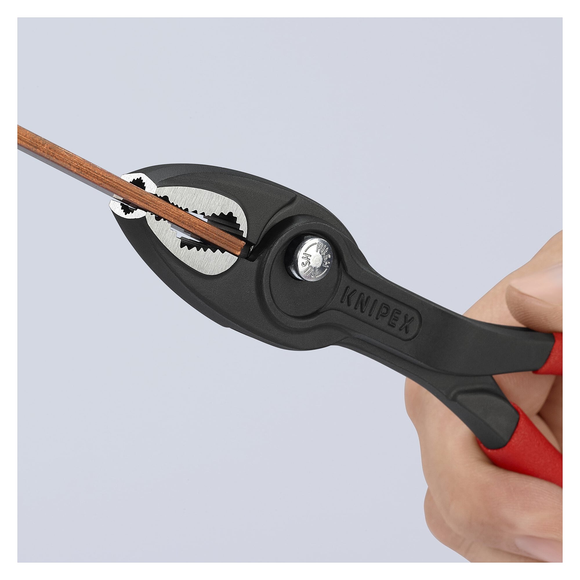 TwinGrip front gripping pliers with plastic handles, nuts AF 4 to 22 mm, 200 mm - Knipex 82 01 200 SB