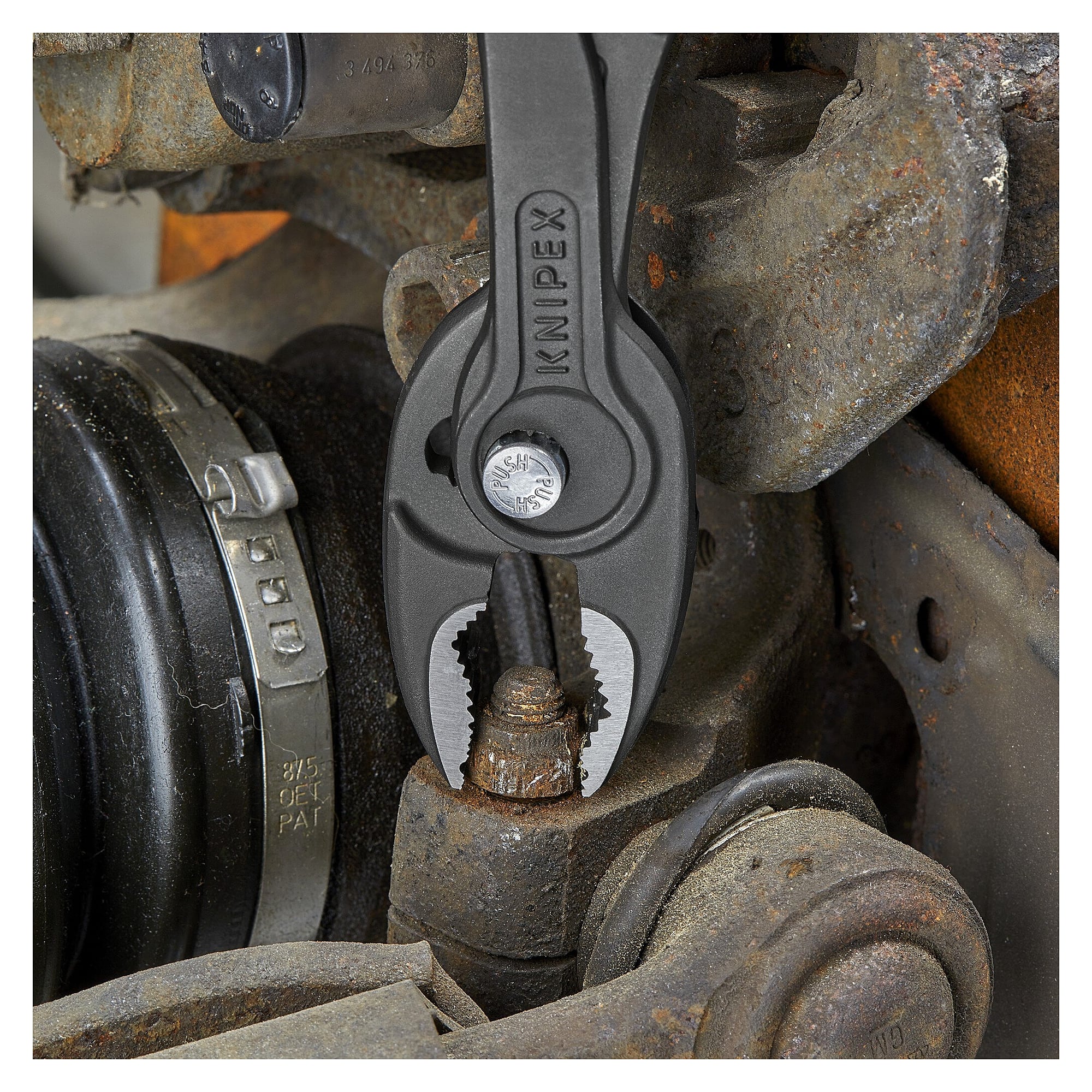 TwinGrip front gripping pliers with plastic handles, nuts AF 4 to 22 mm, 200 mm - Knipex 82 01 200 SB