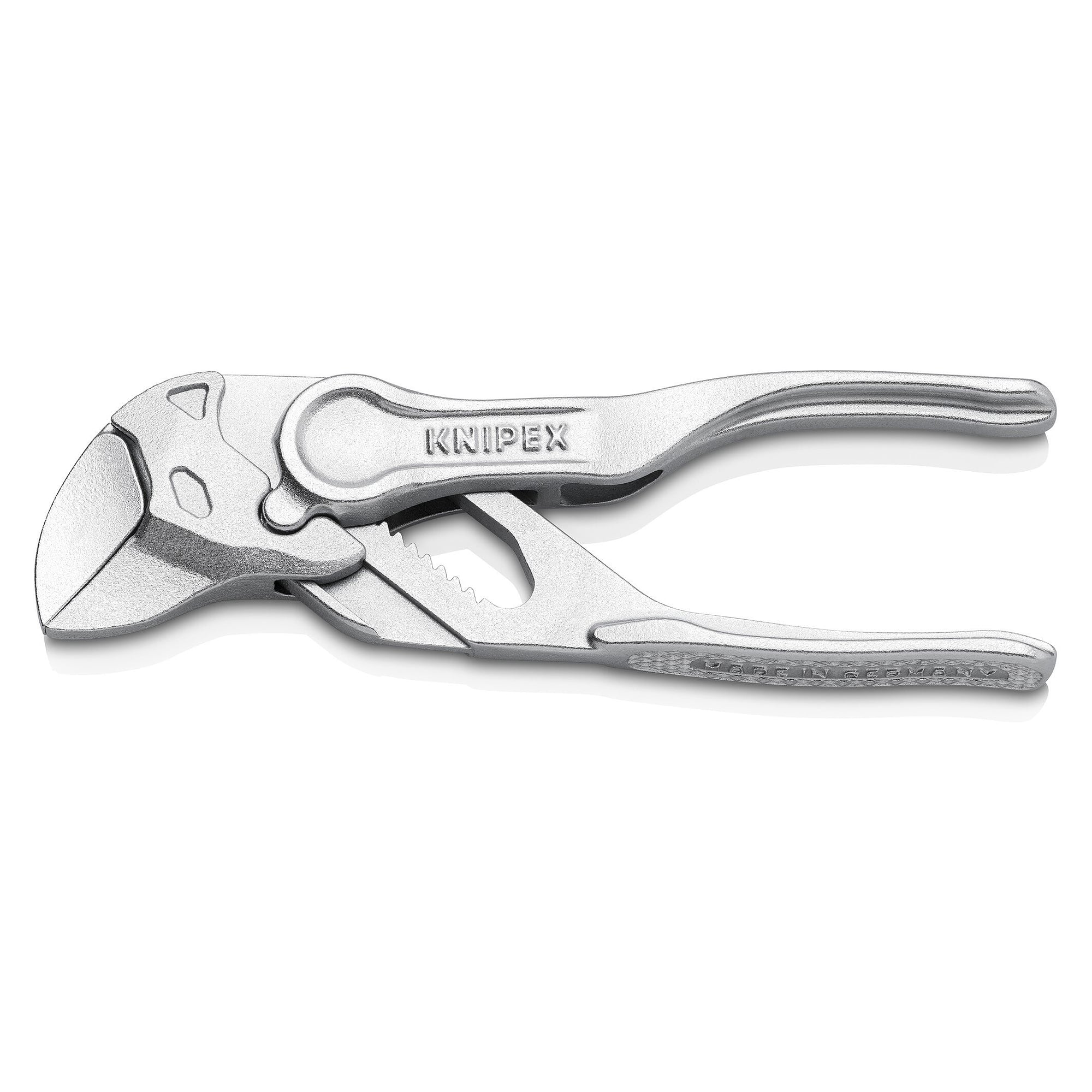 Pliers wrench XS with smooth parallel jaws, up to 21 mm AF, chrome-plated, 100 mm - Knipex 86 04 100 BK
