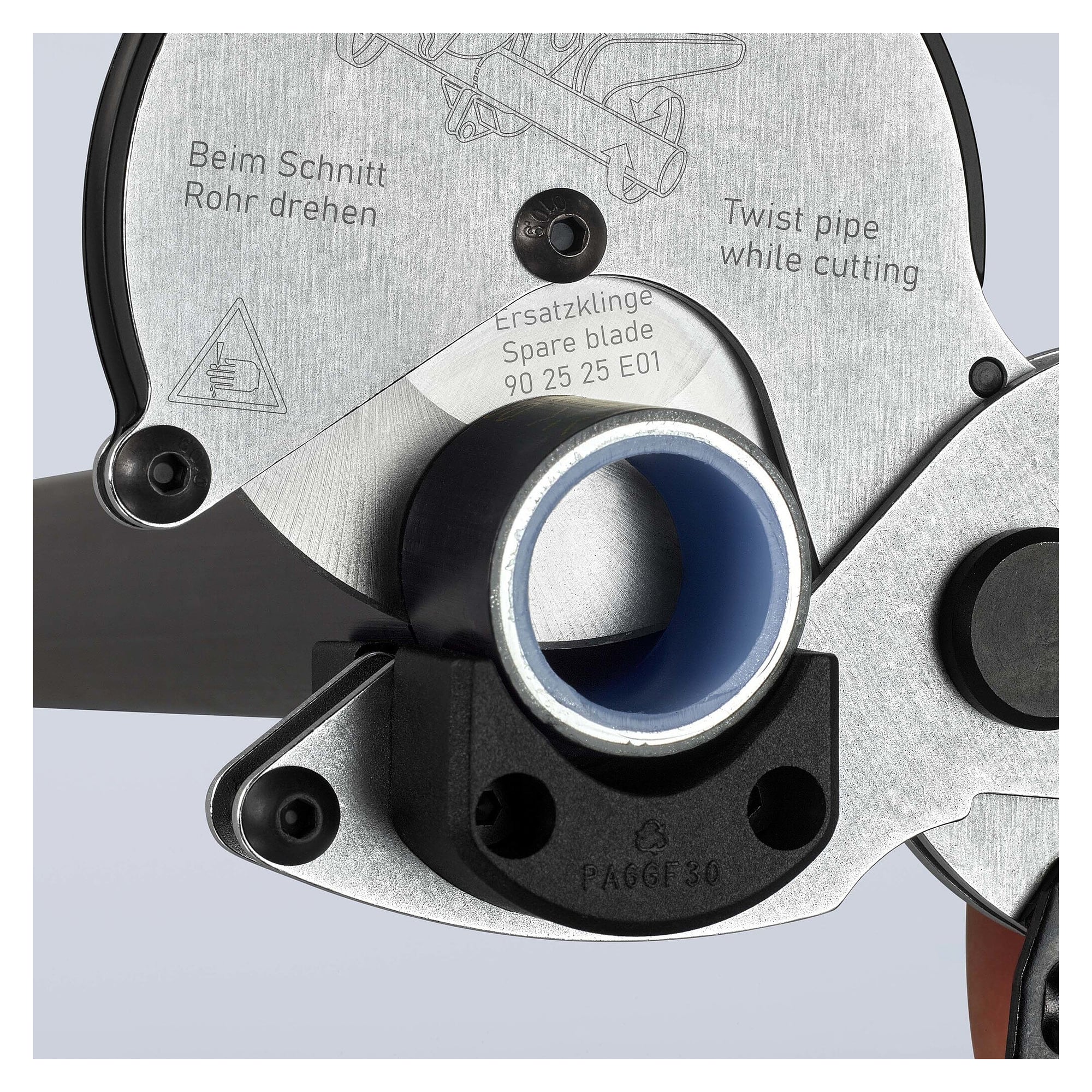 Pipe cutter for composite and plastic pipes up to Ø 26 mm, rotating cutting wheel, 210 mm - Knipex 90 25 25