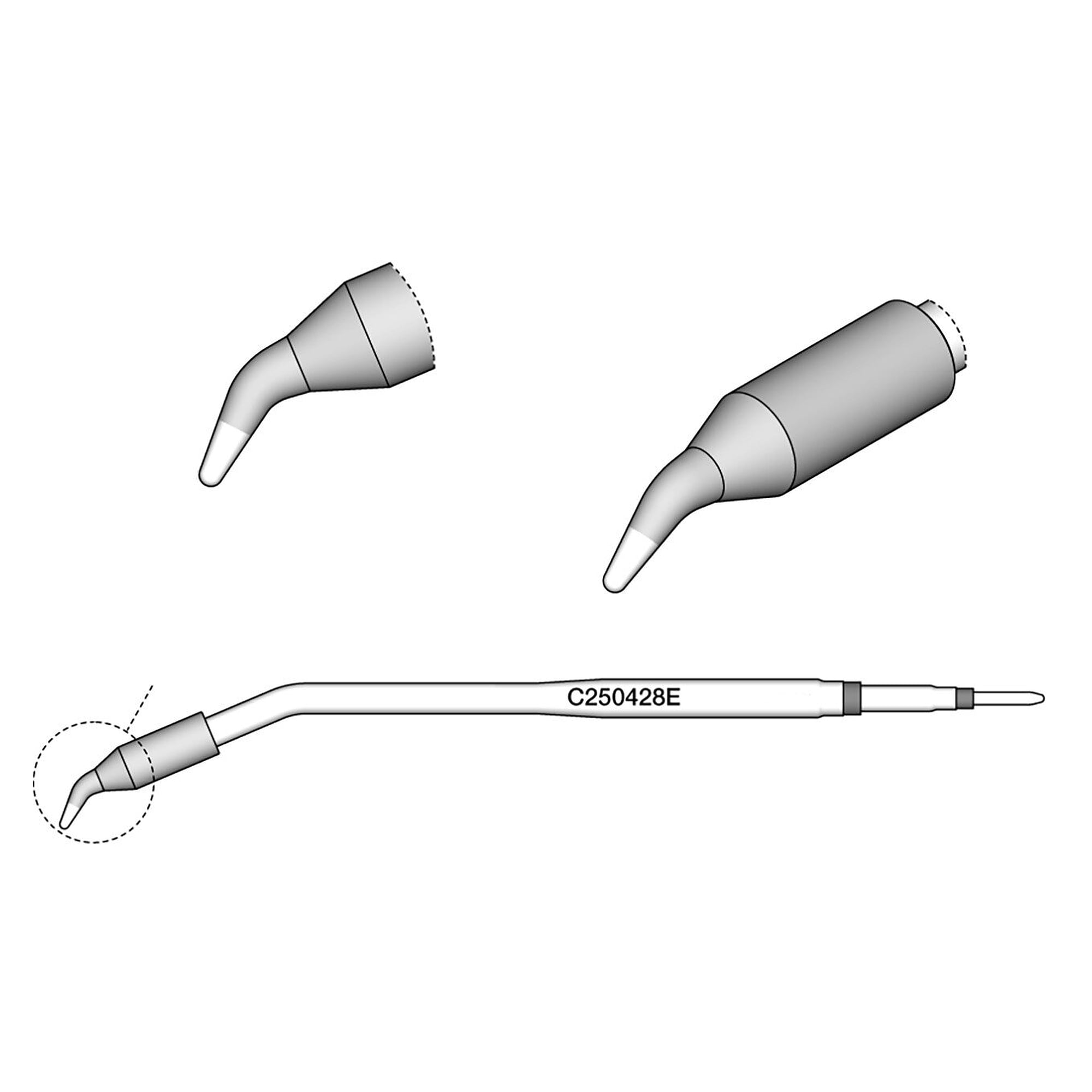 Lötspitze konisch gebogen Ø 1 mm, verstärkt, Serie C250 für ALE250 und AP250 - JBC C250428E