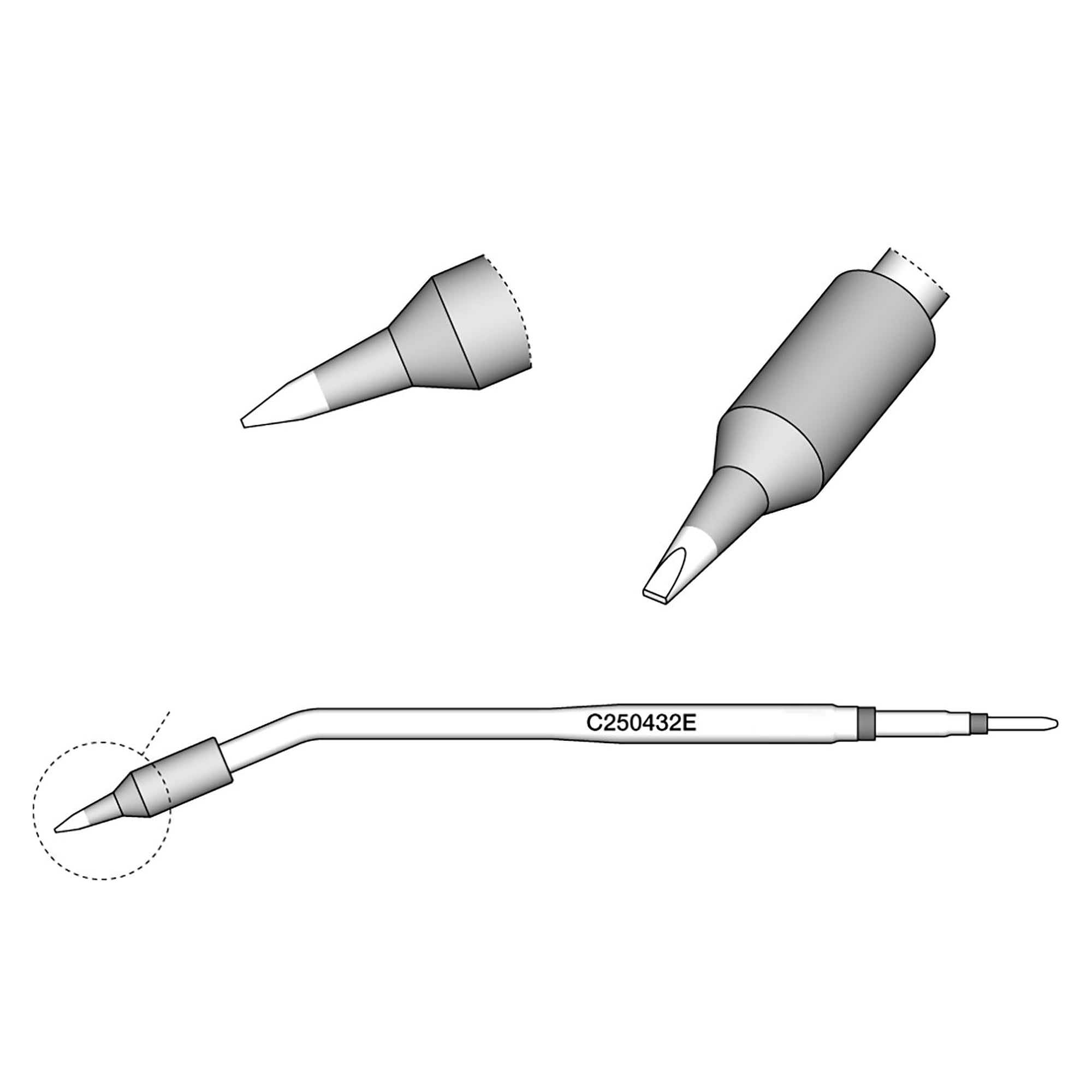 Lötspitze C250 meißelförmig 1,2 x 0,4 mm, gerade, für ALE250 und AP250 - JBC C250432E