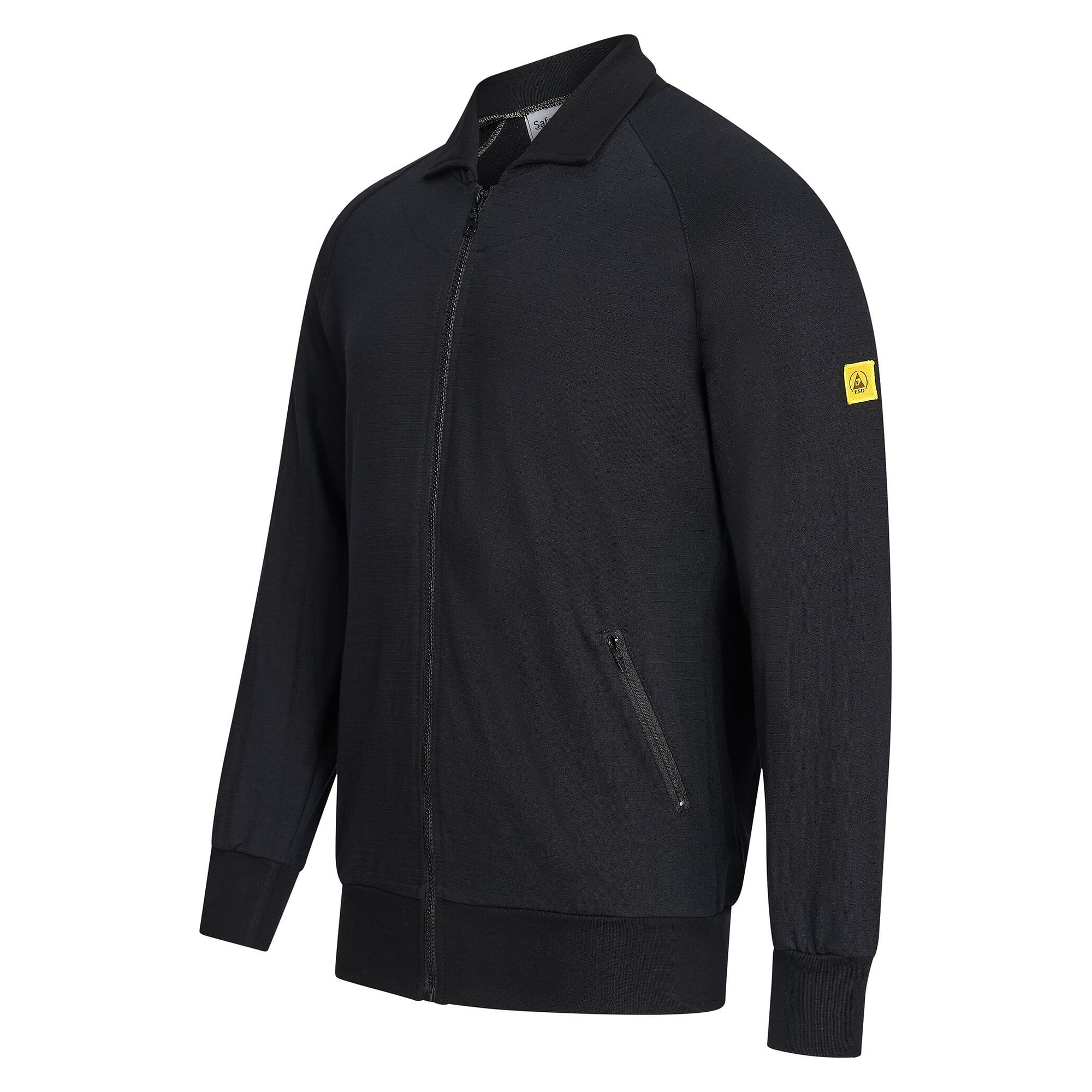 Veste sweat ESD zippée à poches latérales, 260 g/m², unisexe, noir, taille 4XL - Safeguard CAL-THSS-BK4XL-ZIPPERPOCKET